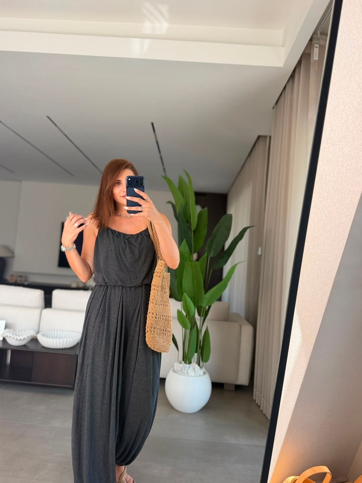 Antrasit Elara Crop Şalvar Takım