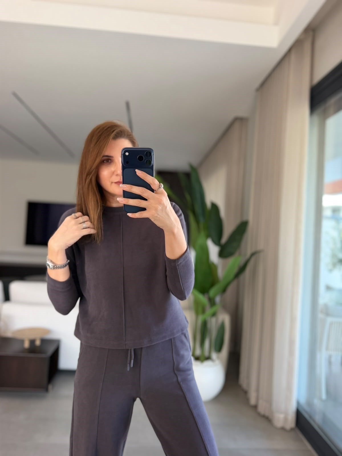 Antrasit Selanik Ortası Çimalı Bluz