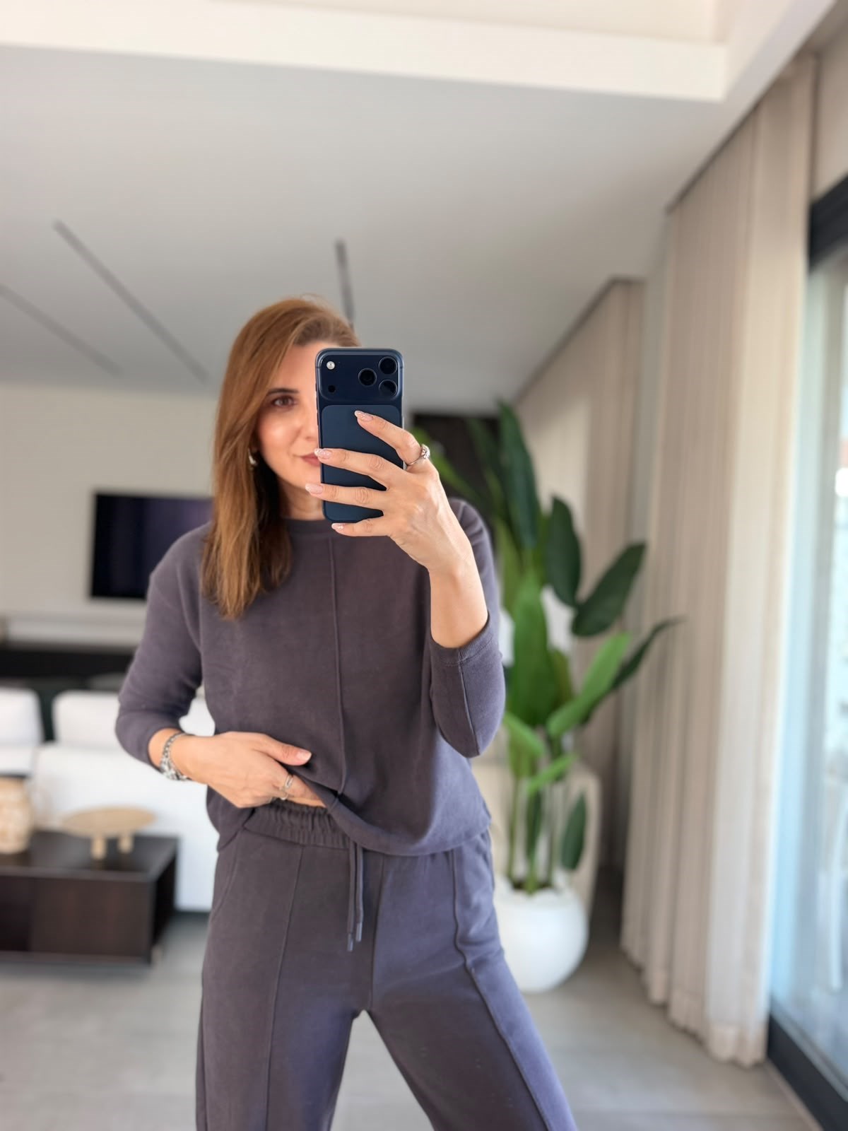 Antrasit Selanik Ortası Çimalı Bluz