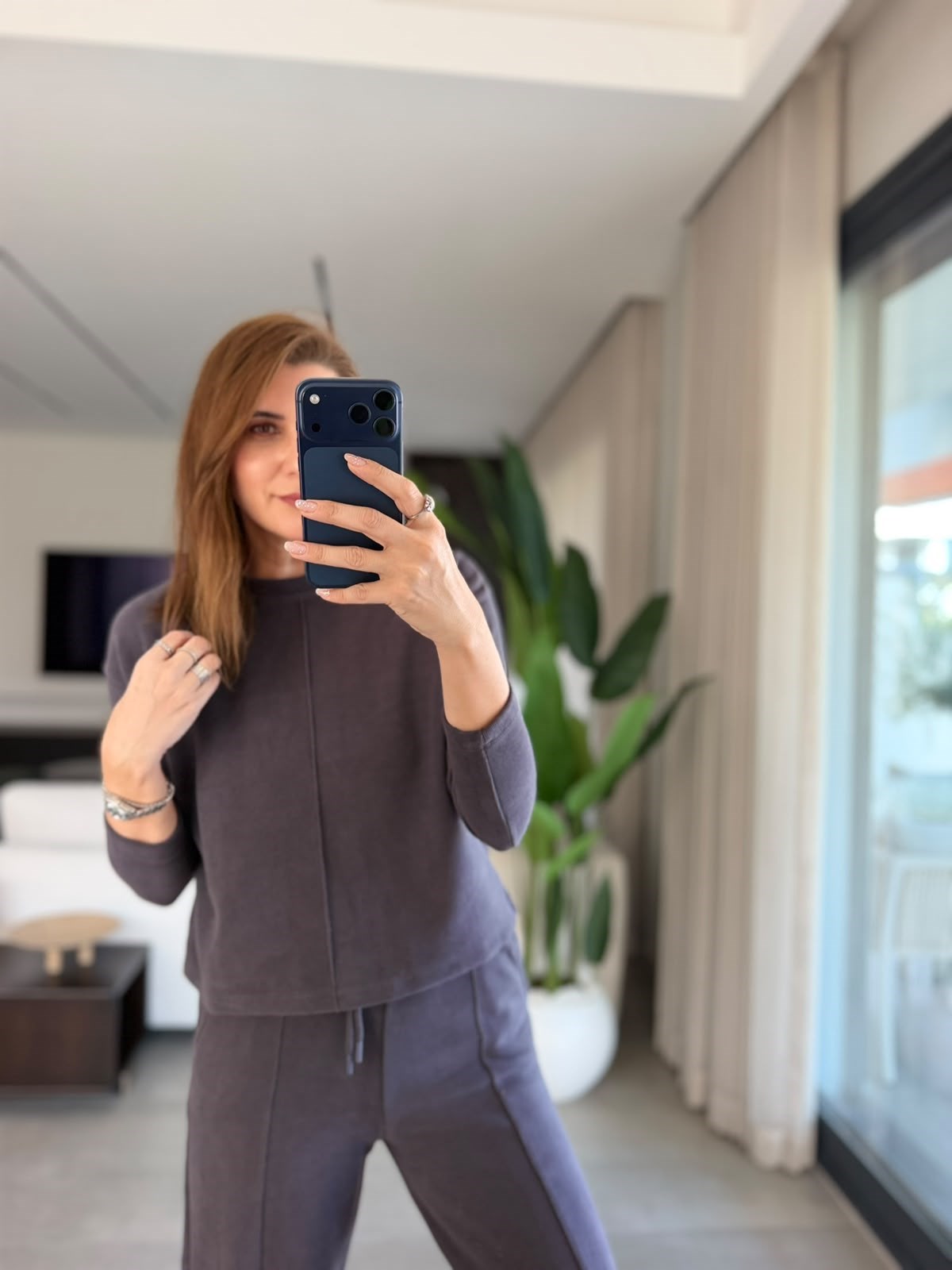 Antrasit Selanik Ortası Çimalı Bluz