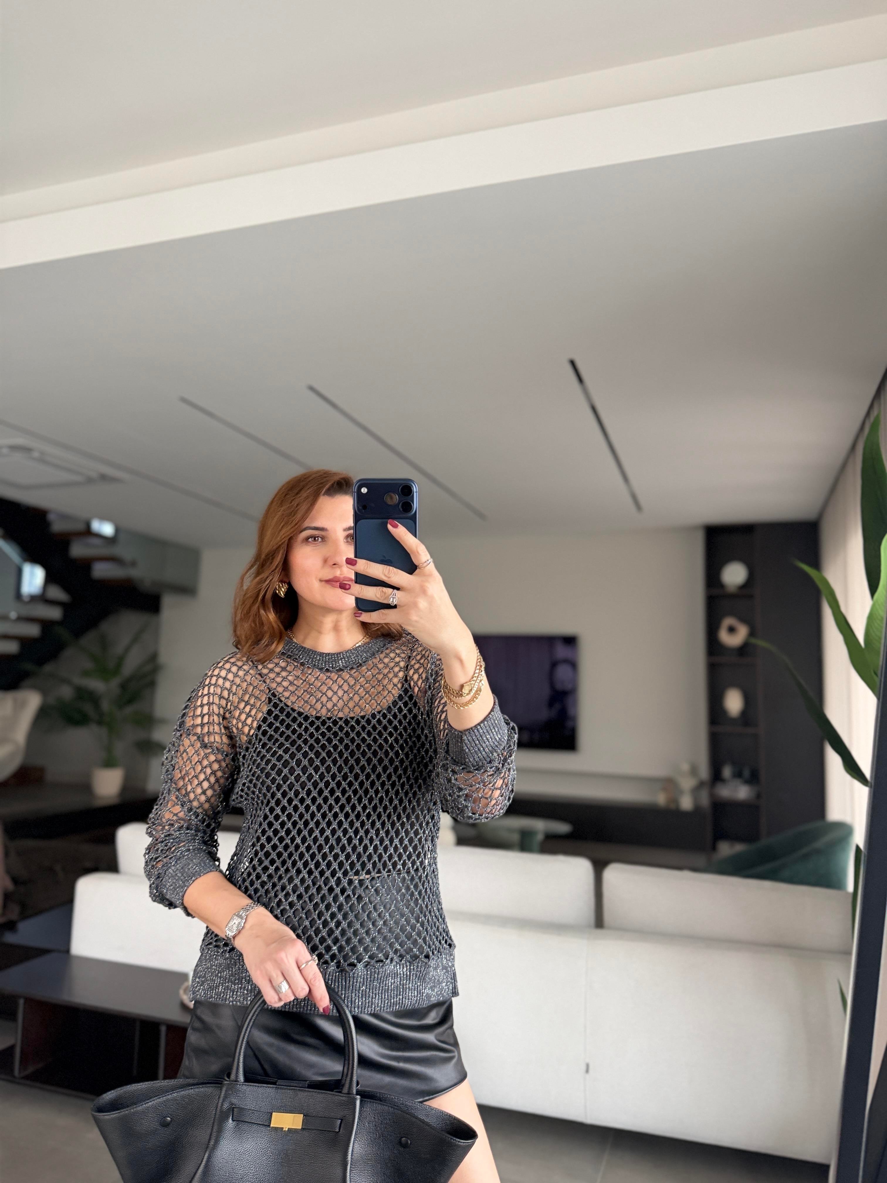 Antrasit Simli Merserize Bluz