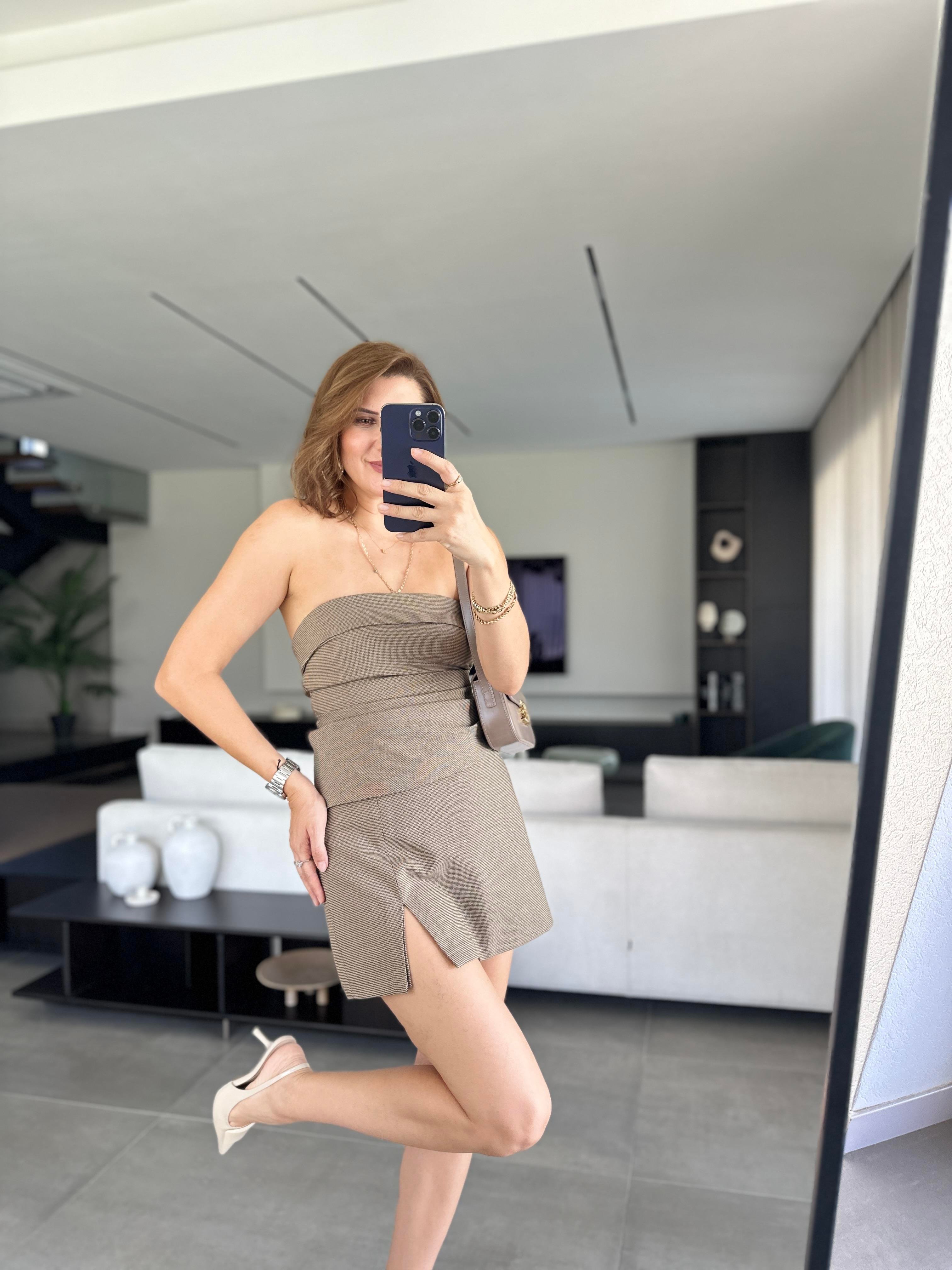 Asimetrik Bluz Şort Takım