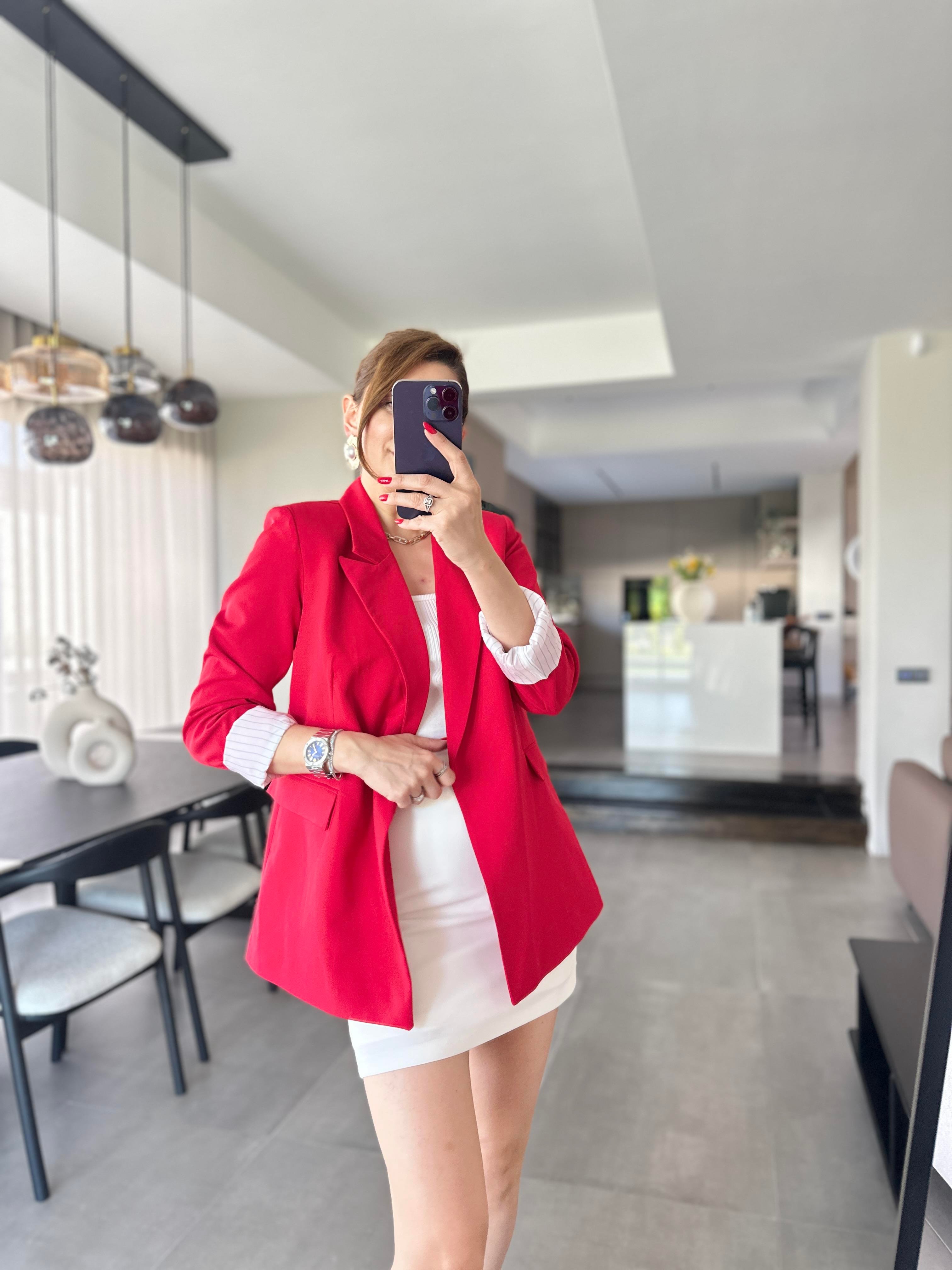 Astarı Çizgili Blazer Ceket