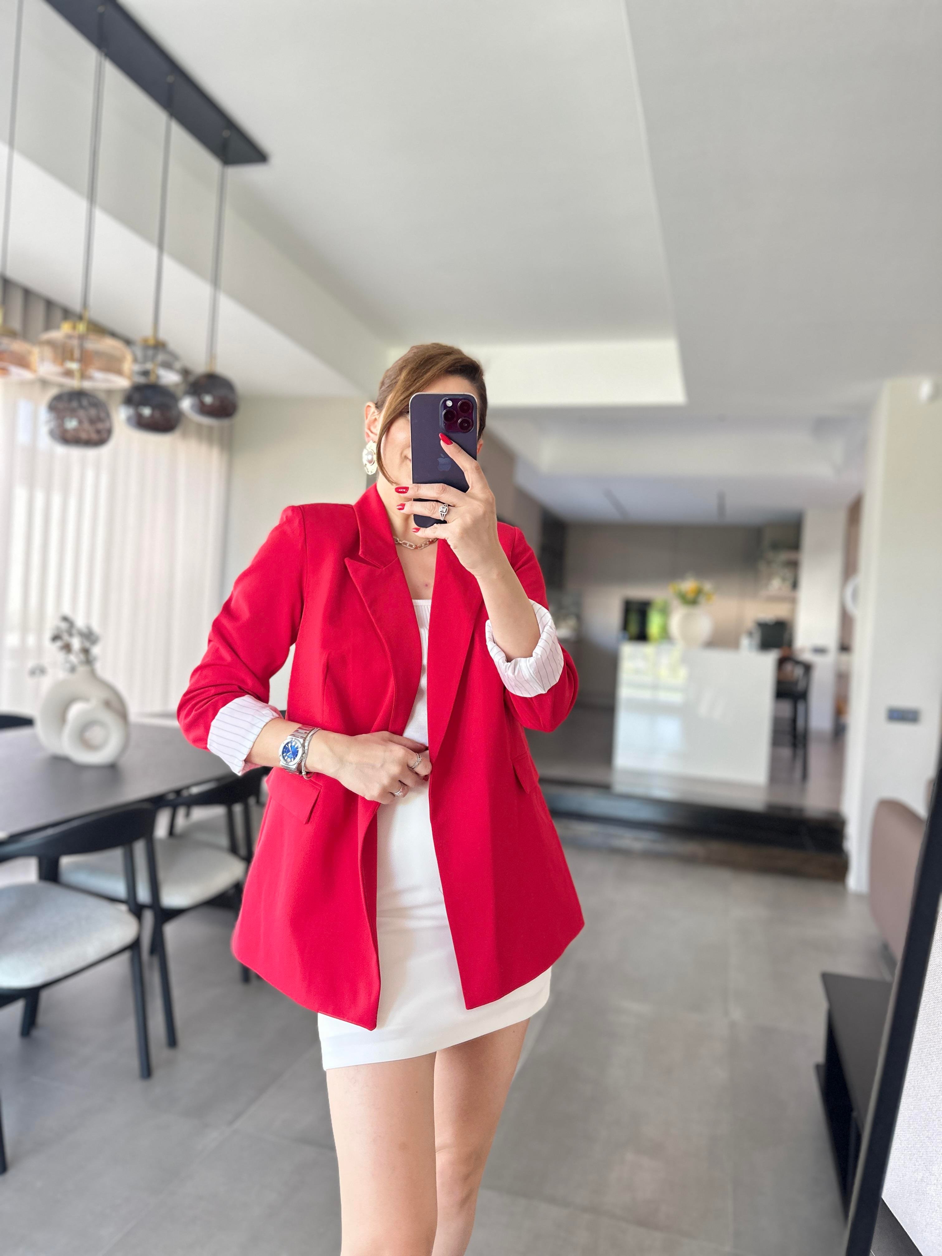 Astarı Çizgili Blazer Ceket