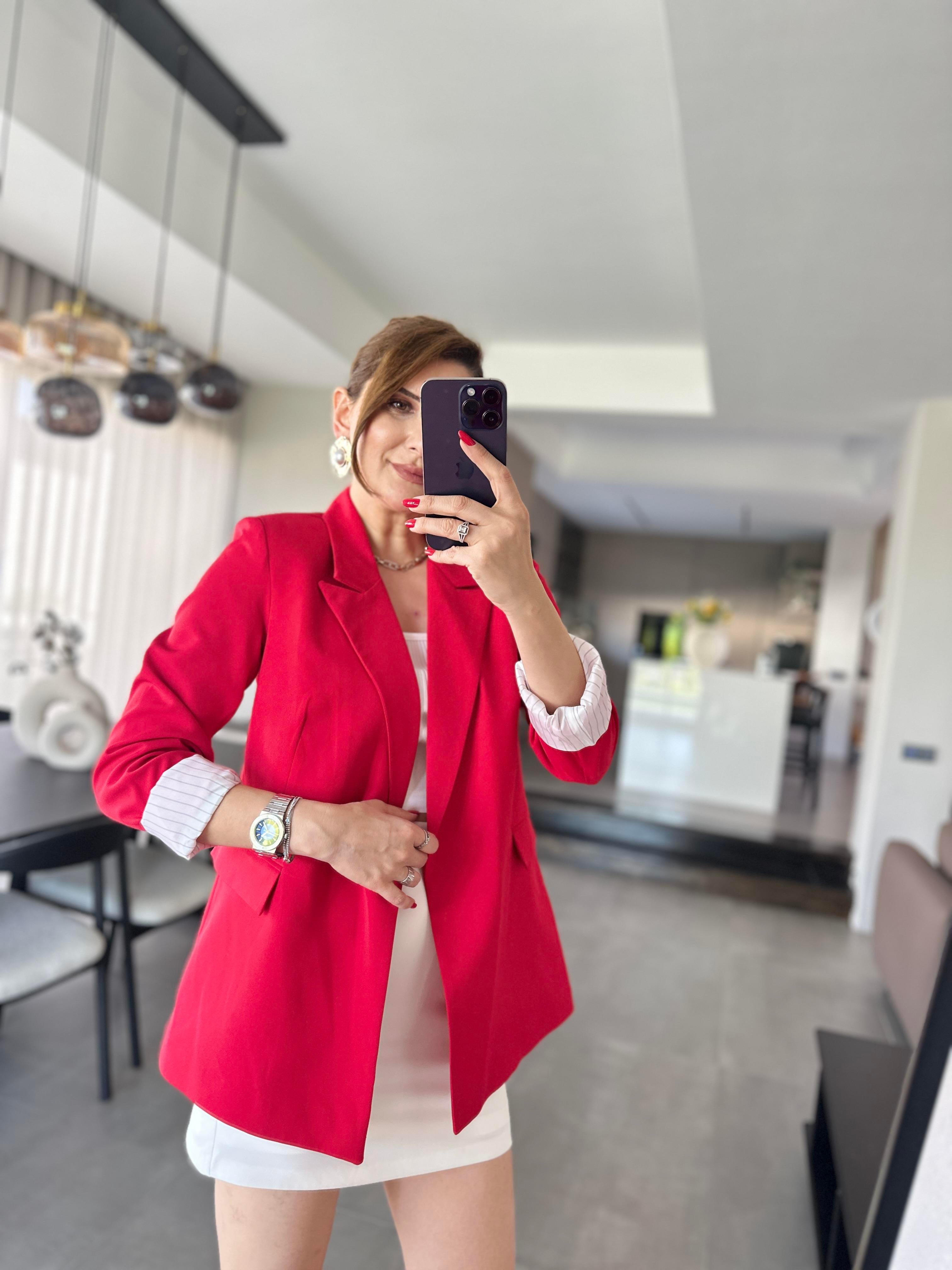 Astarı Çizgili Blazer Ceket