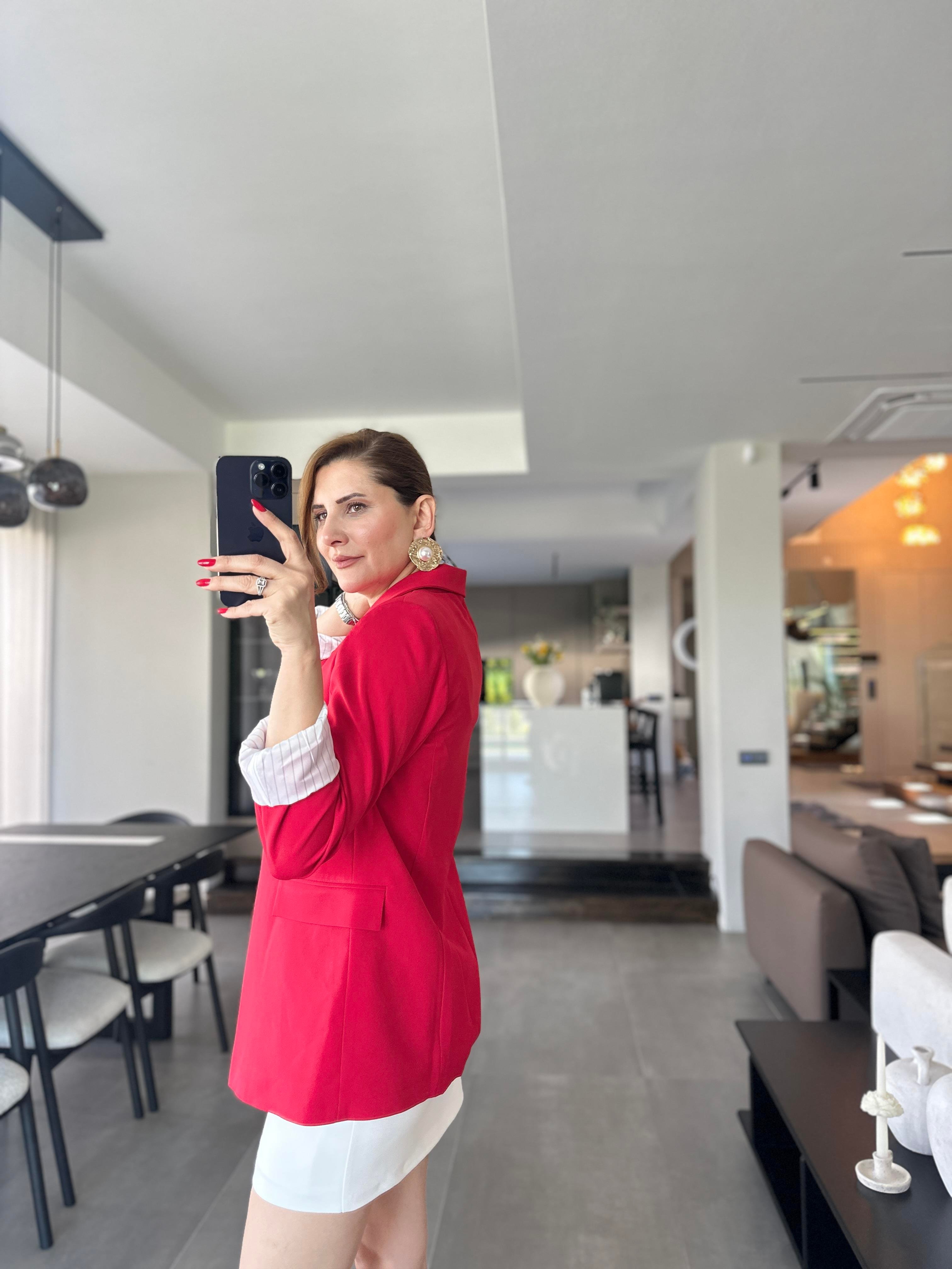 Astarı Çizgili Blazer Ceket
