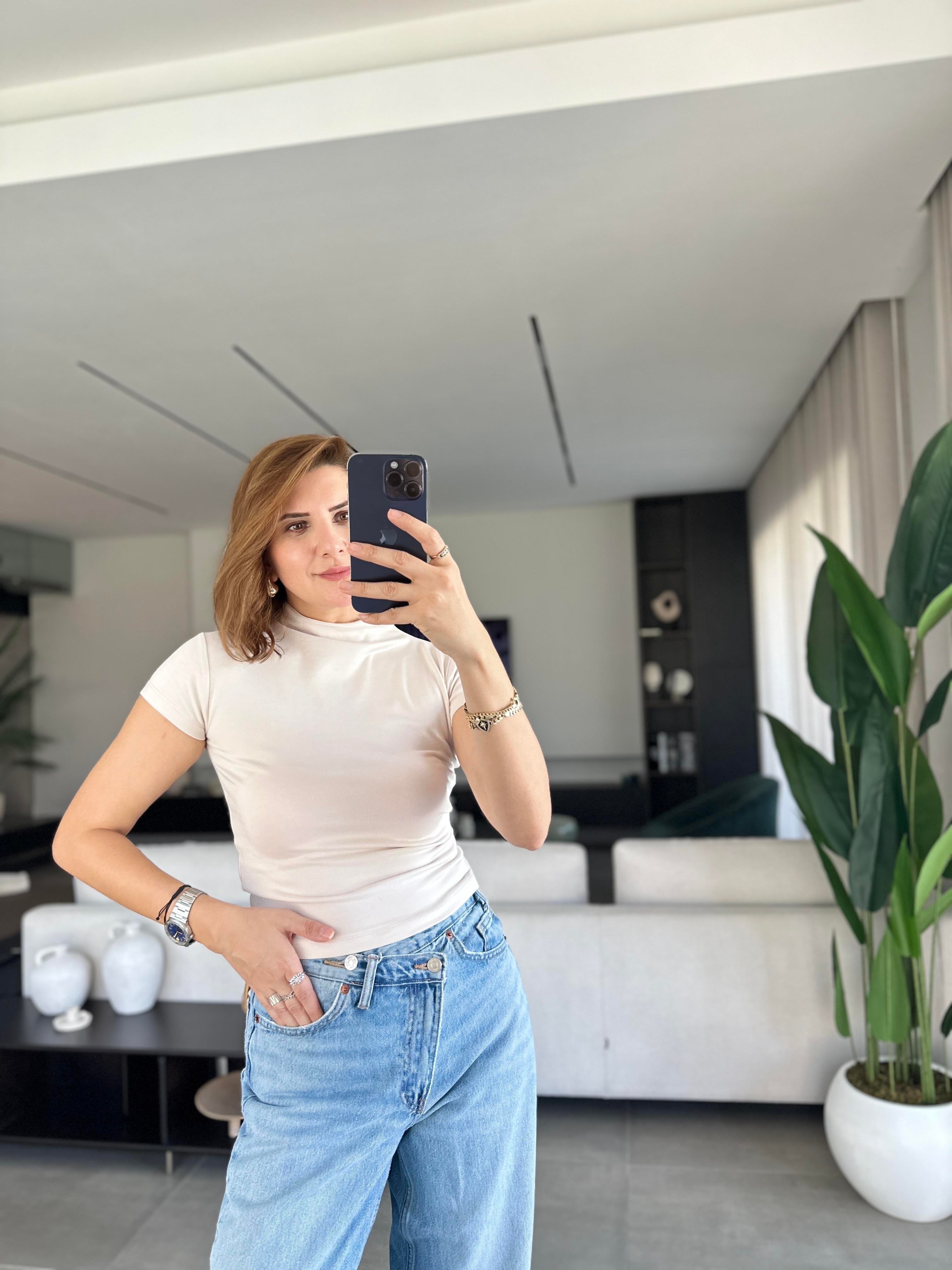 Bej Bebe Kol Basic T-shirt