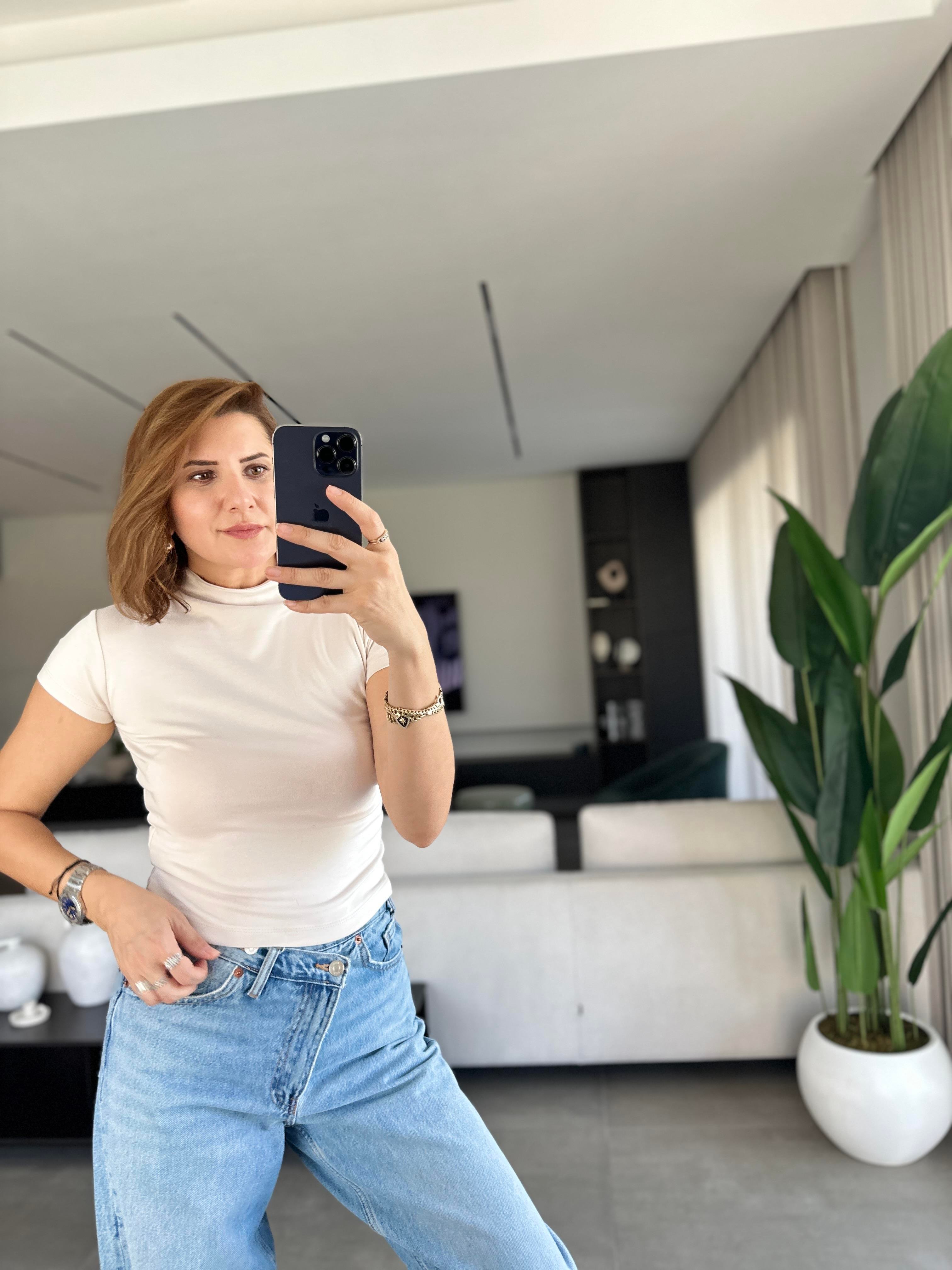 Bej Bebe Kol Basic T-shirt