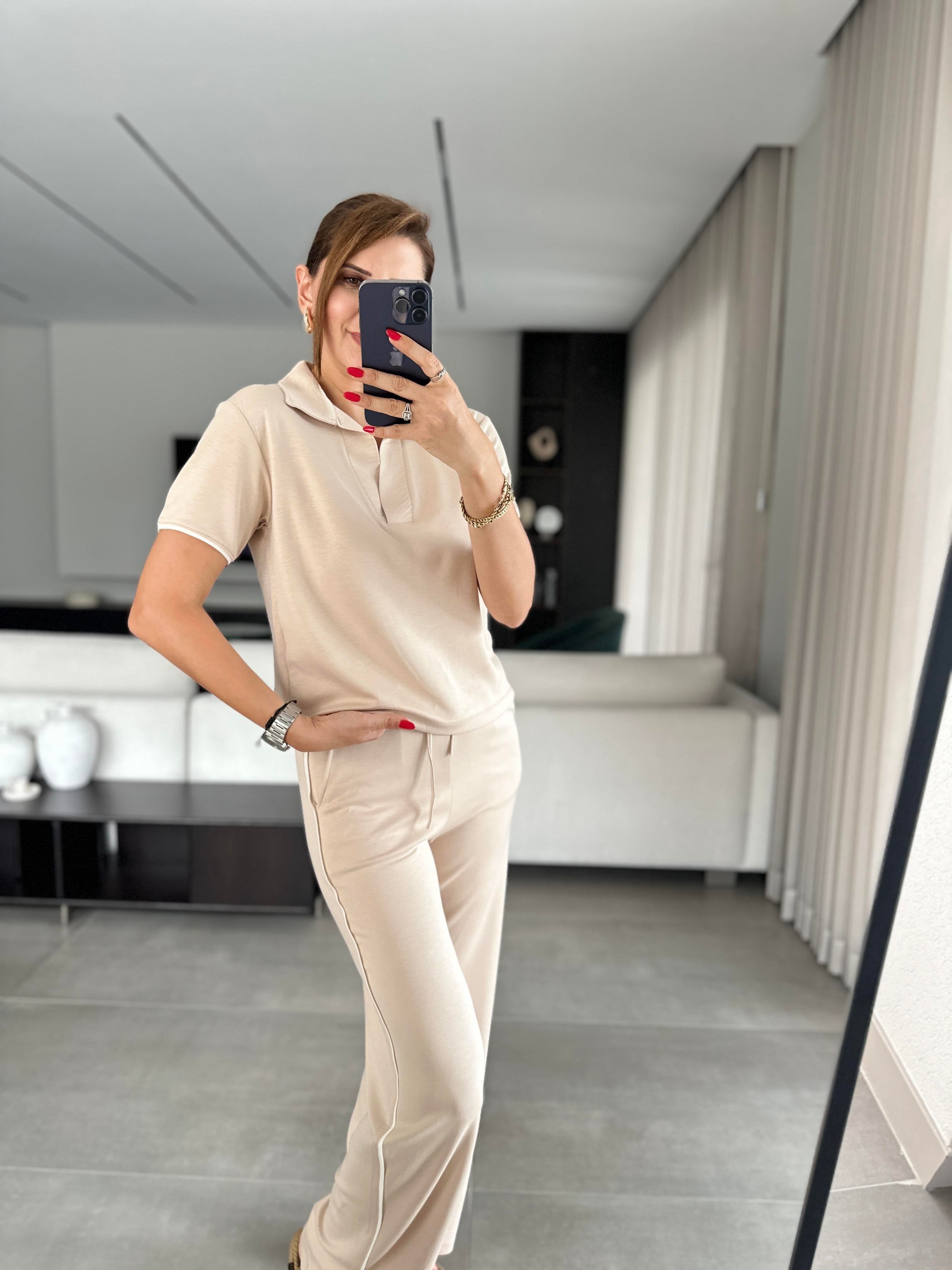 Bej Carno Polo Yaka Takım