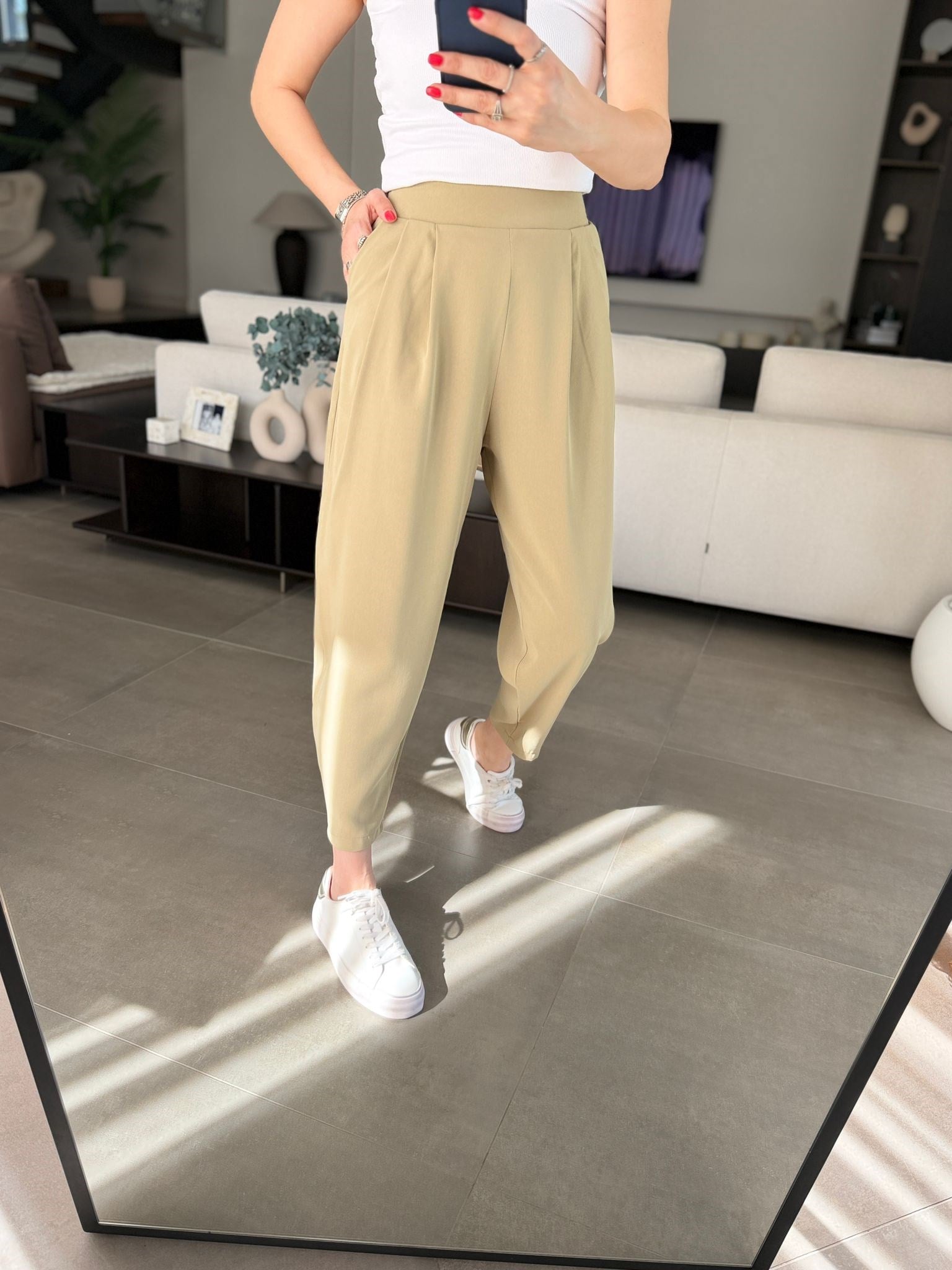 Bej Twill Bombeli Pantolon