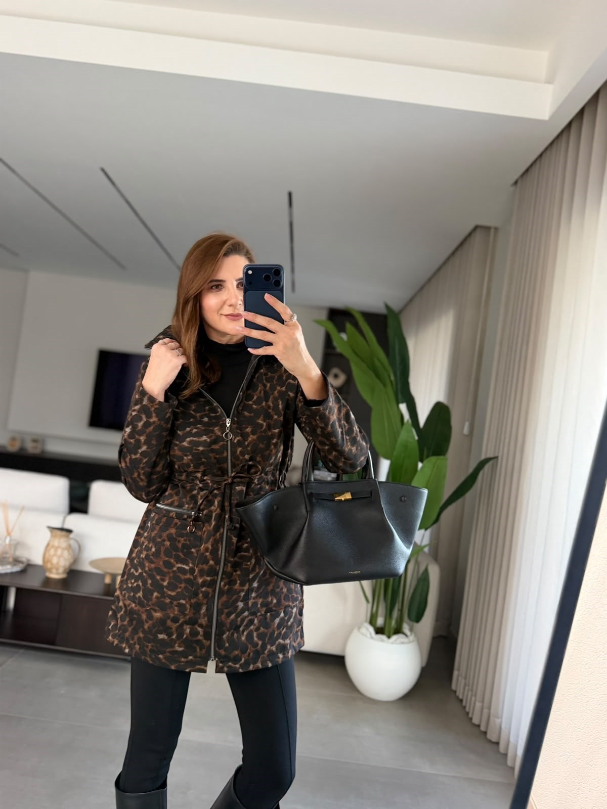 Bel Lastikli Leopar Ceket