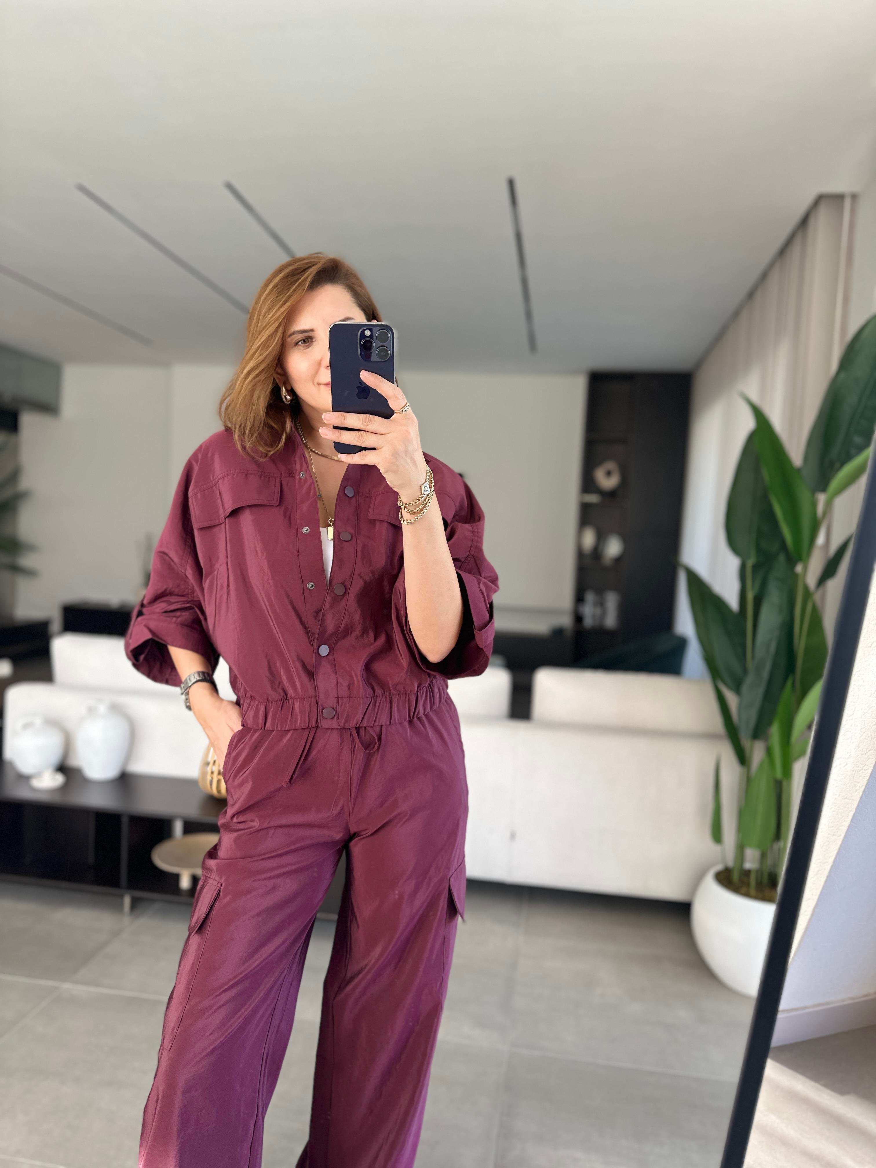 Bel Lastikli Yarasa Kol Ceket Takım