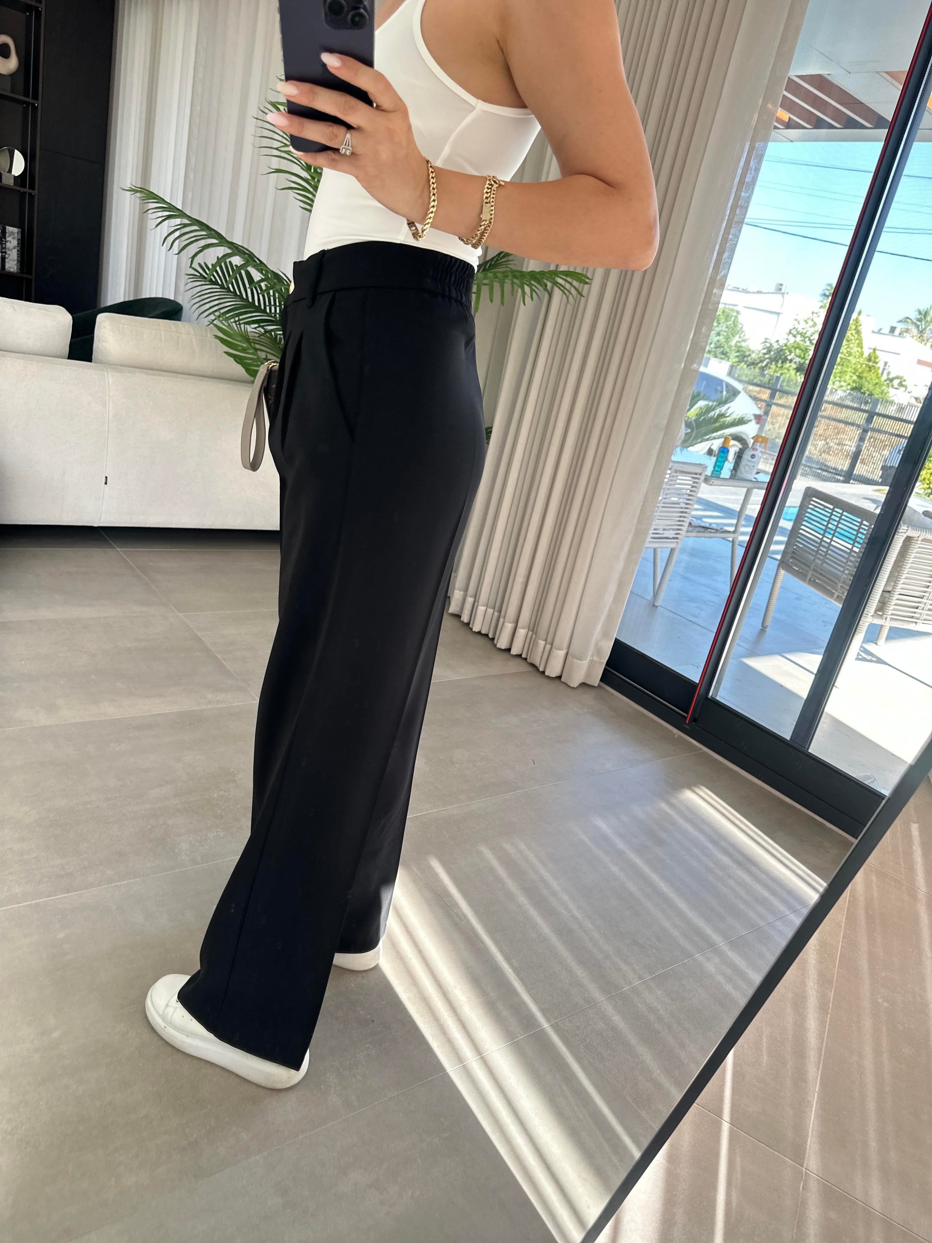Bel Pile Düğmeli Pantolon