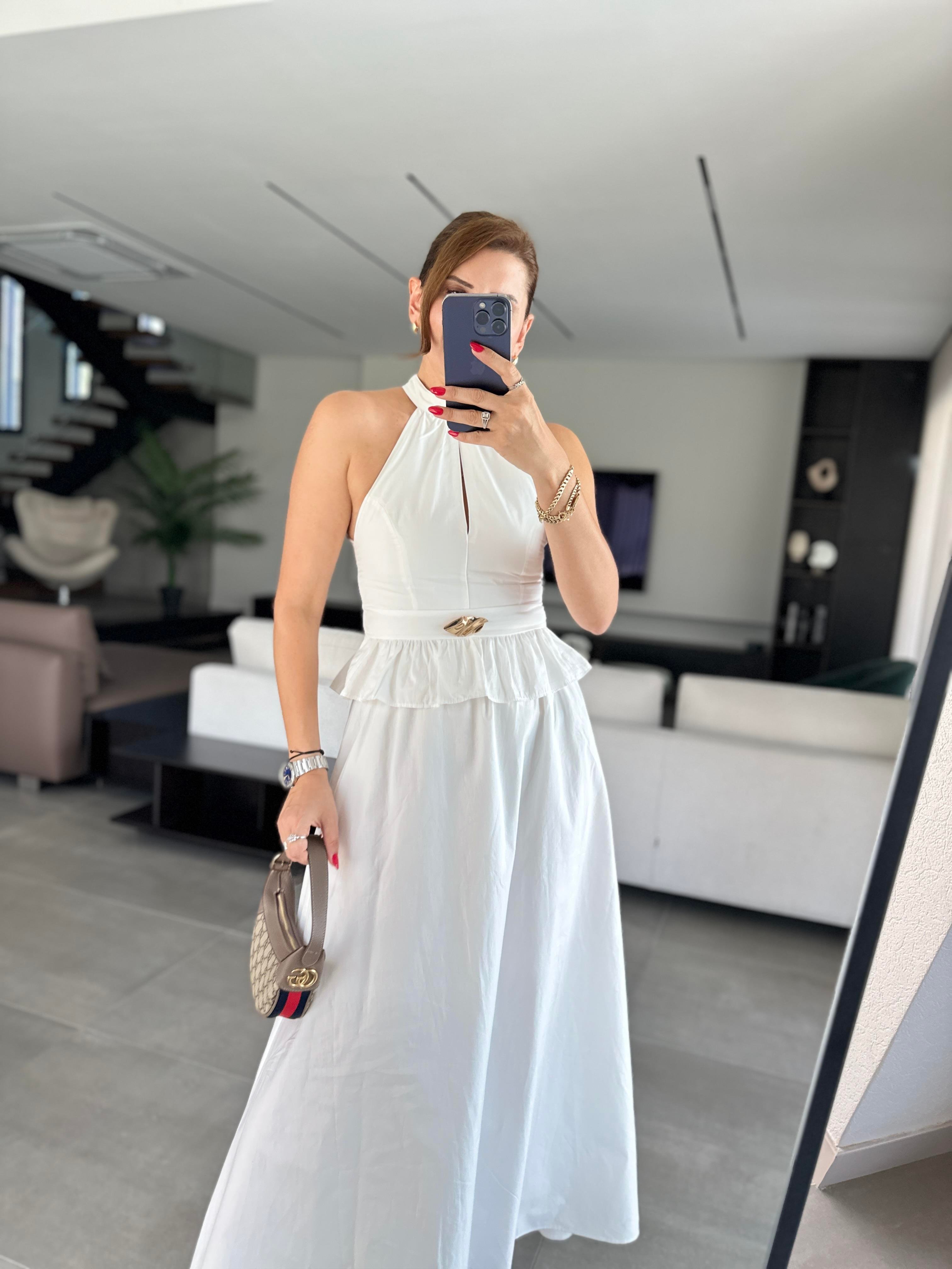 Bel Toka Detaylı Halter Yaka Takım