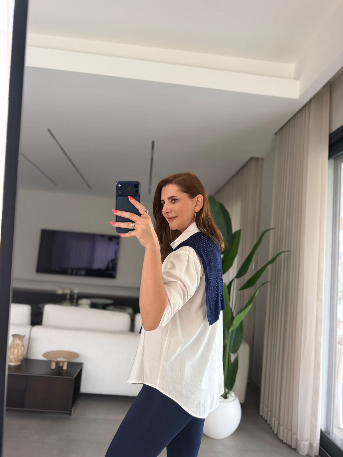 Beyaz Atkılı Oversize Gömlek