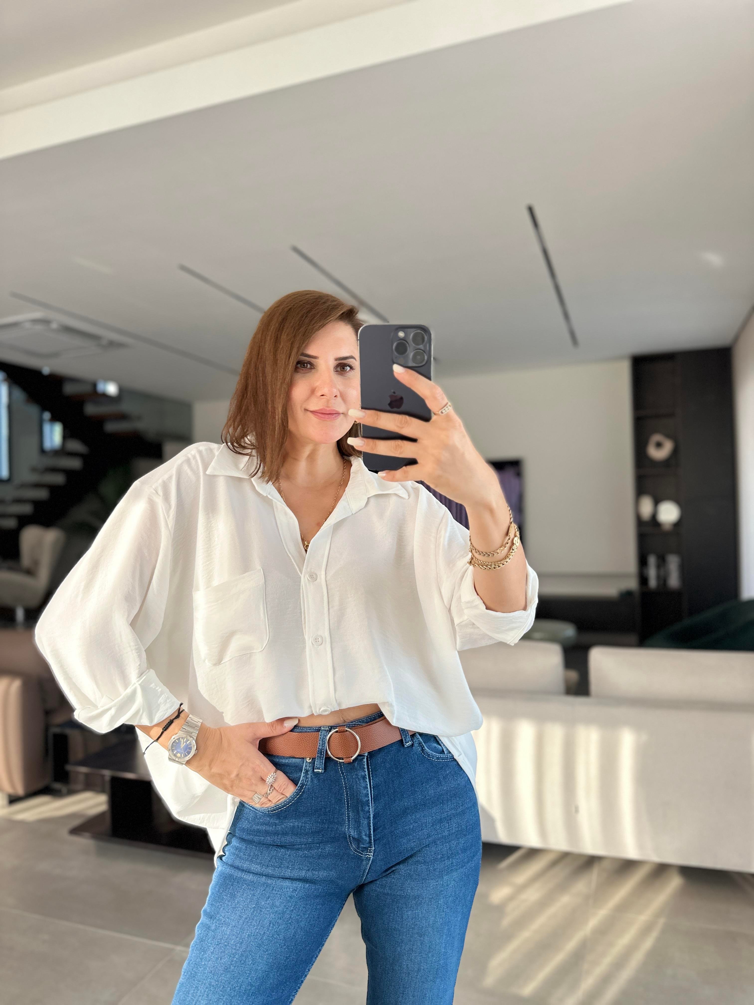 Beyaz Ayrobin Salaş Gömlek