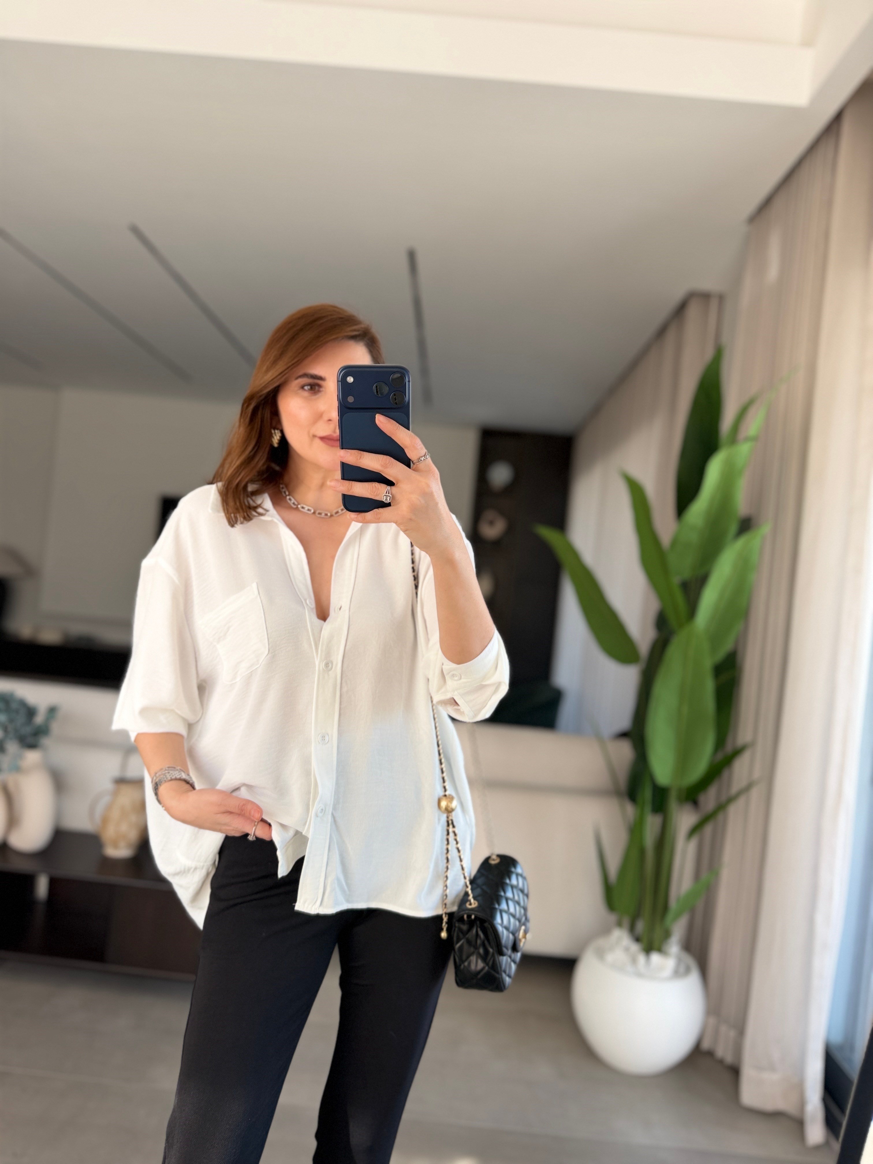 Beyaz Ayrobin Salaş Gömlek