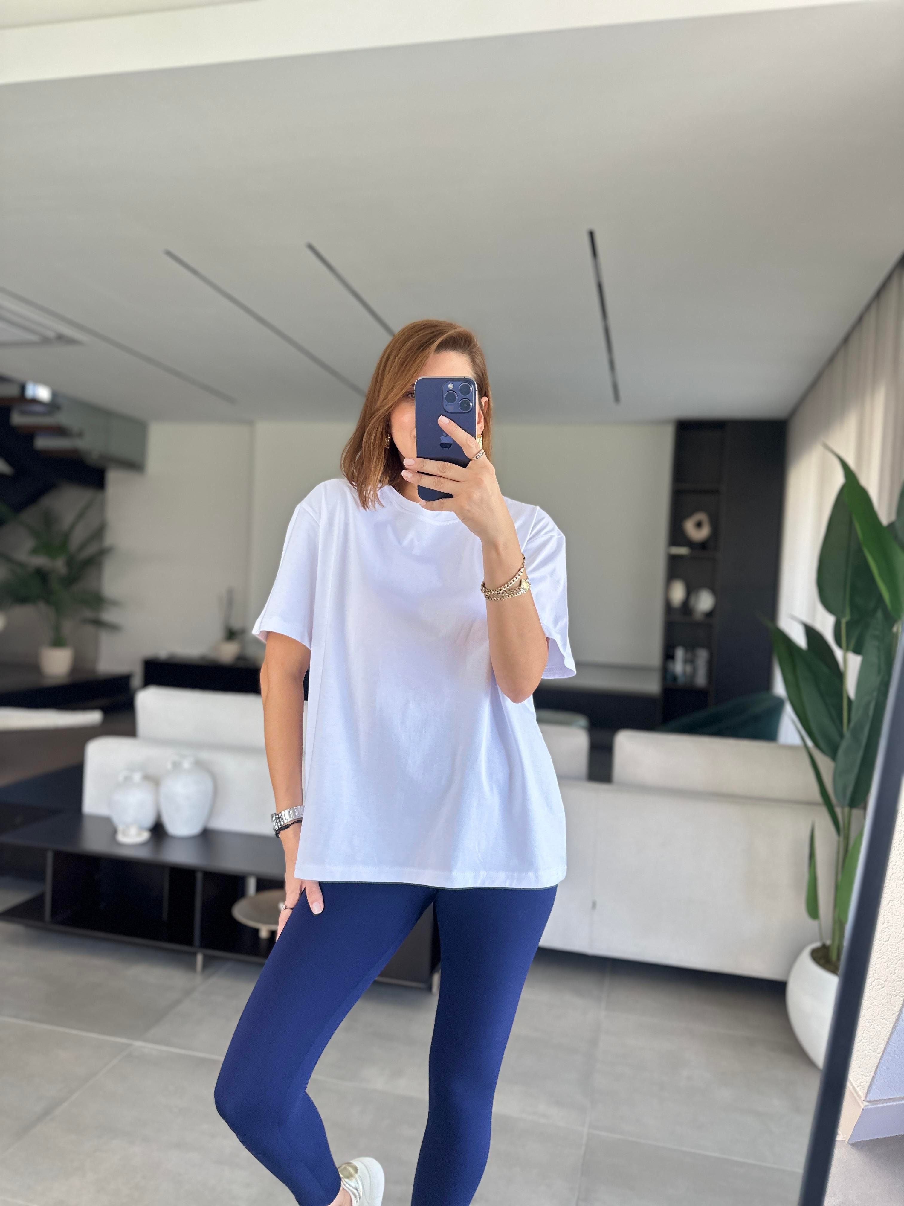 Beyaz Bisiklet Yaka Basic T-shirt