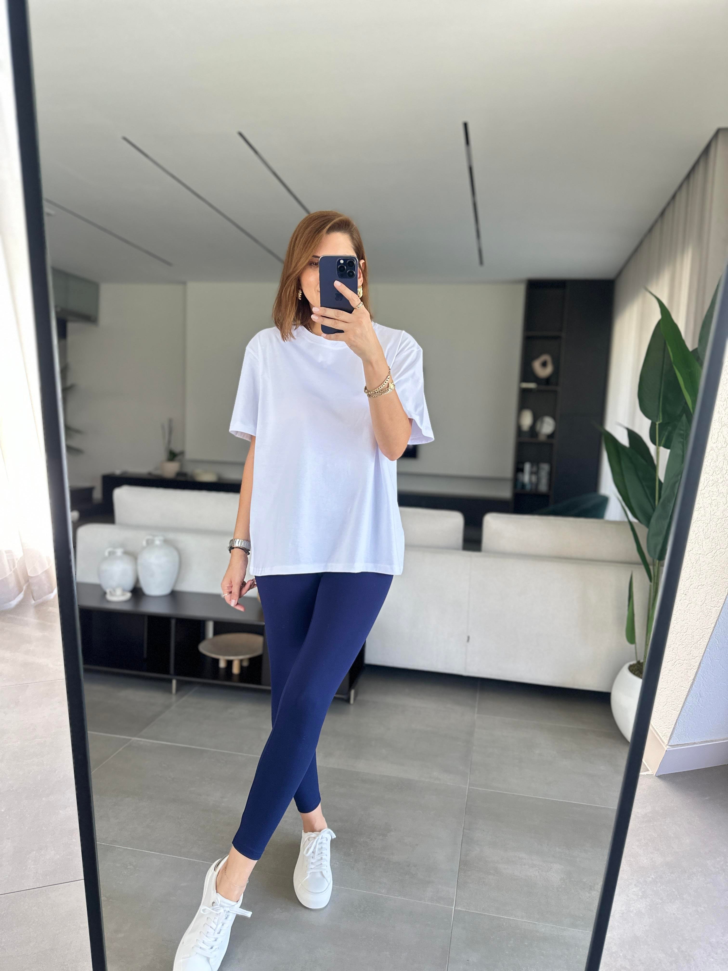 Beyaz Bisiklet Yaka Basic T-shirt