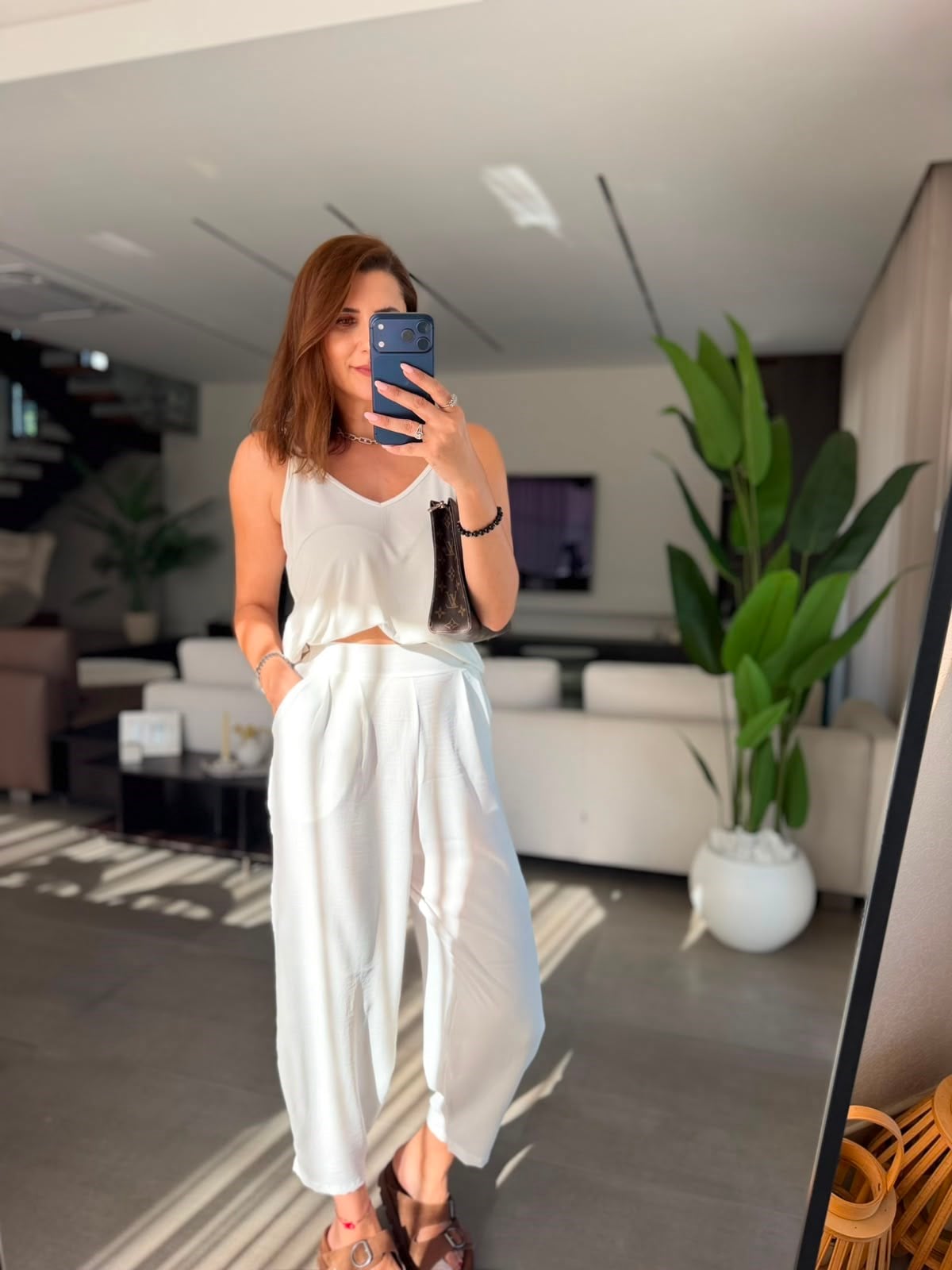 Beyaz Veronica Harem Pantolon