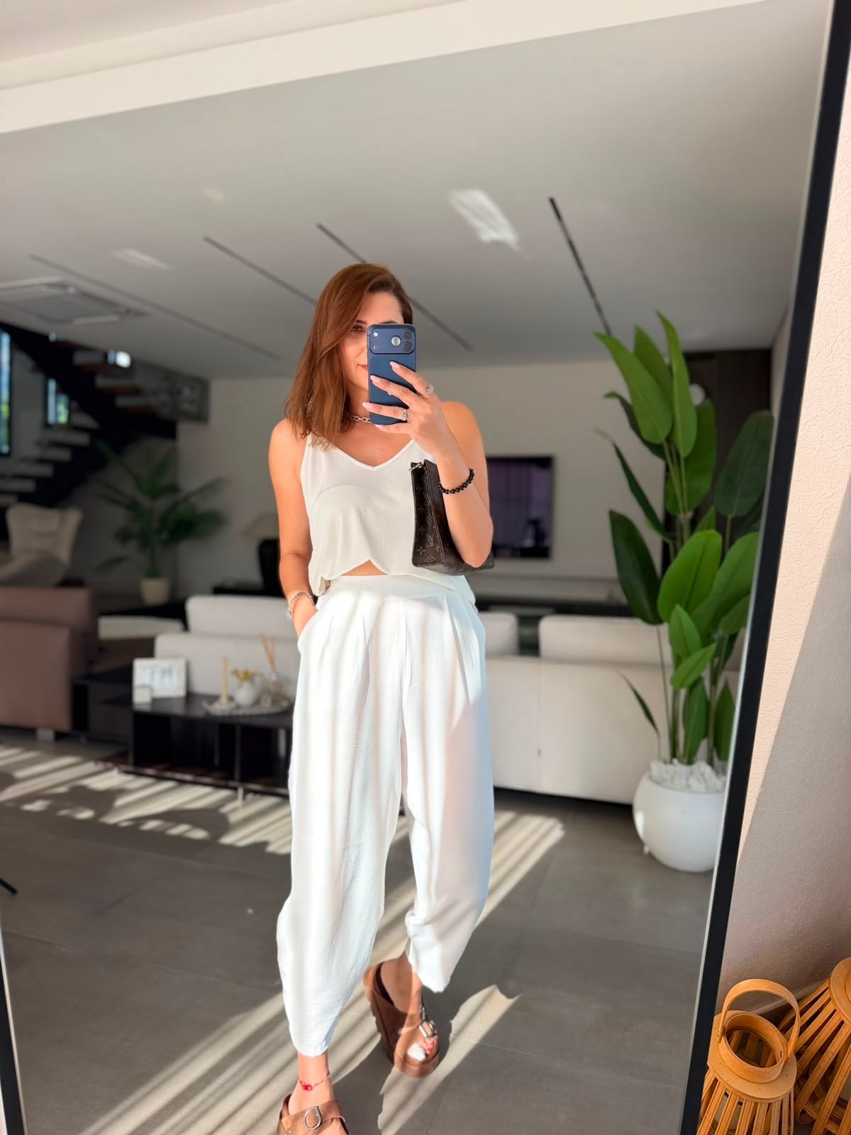 Beyaz Veronica Harem Pantolon