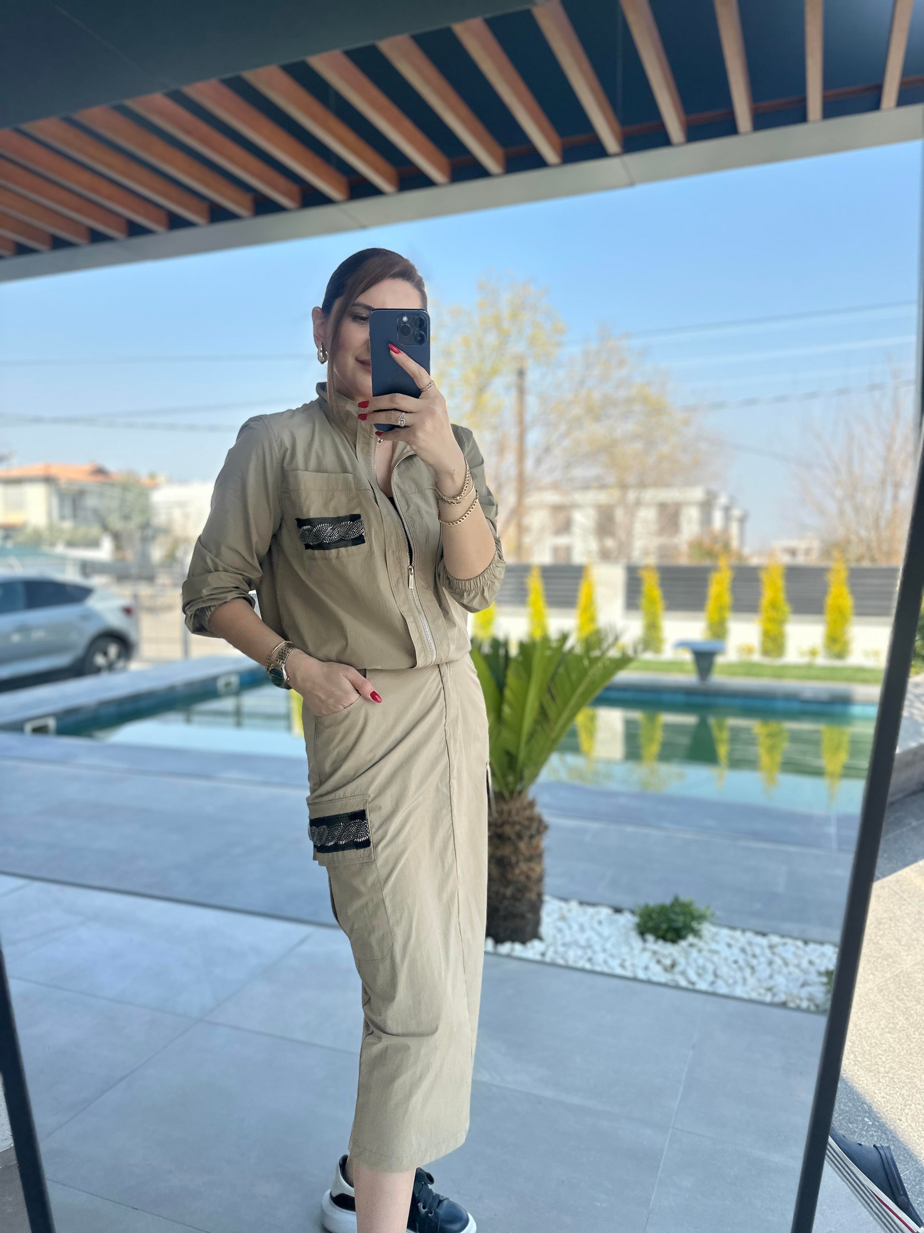 Boncuk İşleme Detaylı Etekli Takım