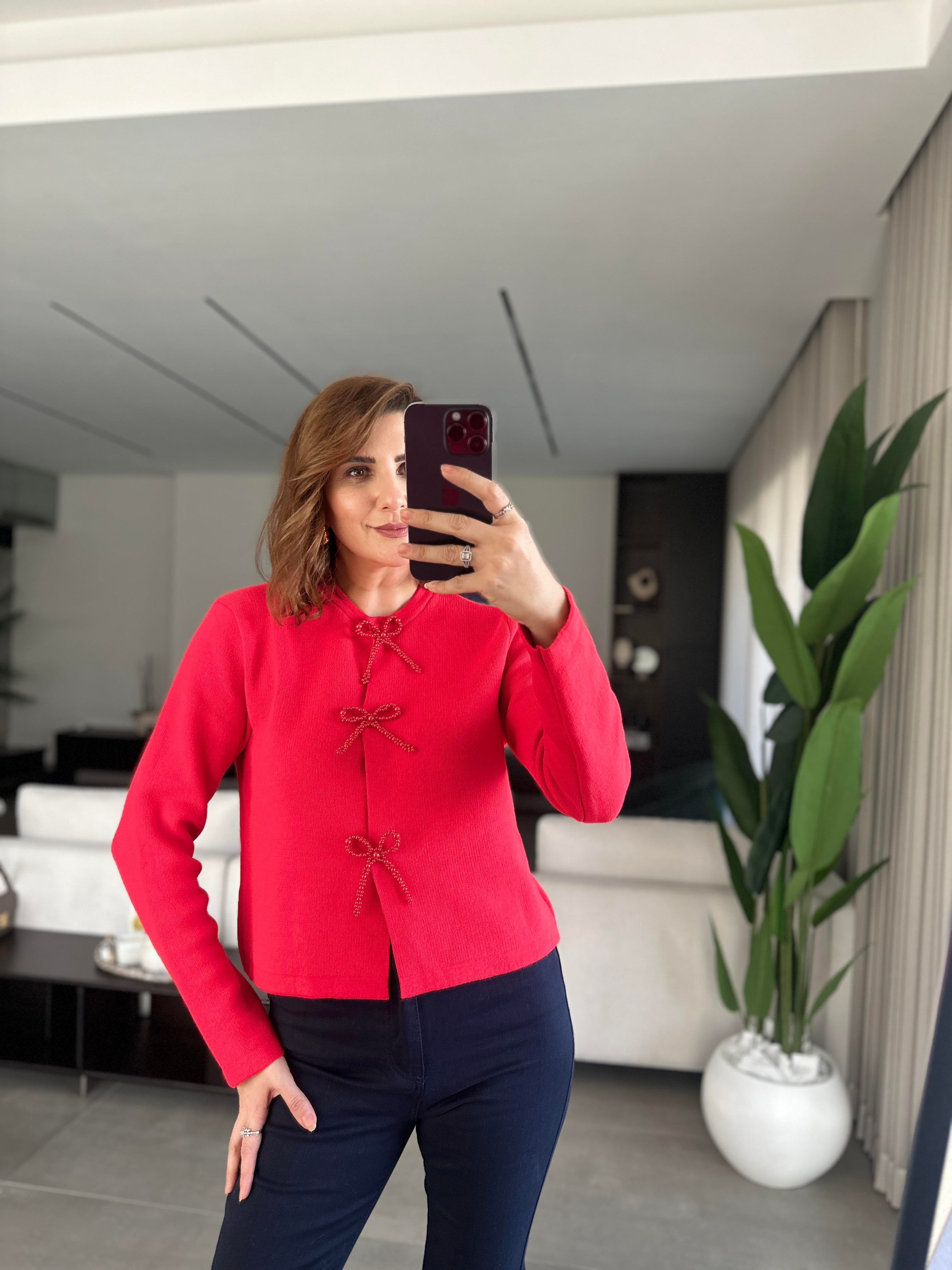 Boncuk Kurdela Detaylı Hırka