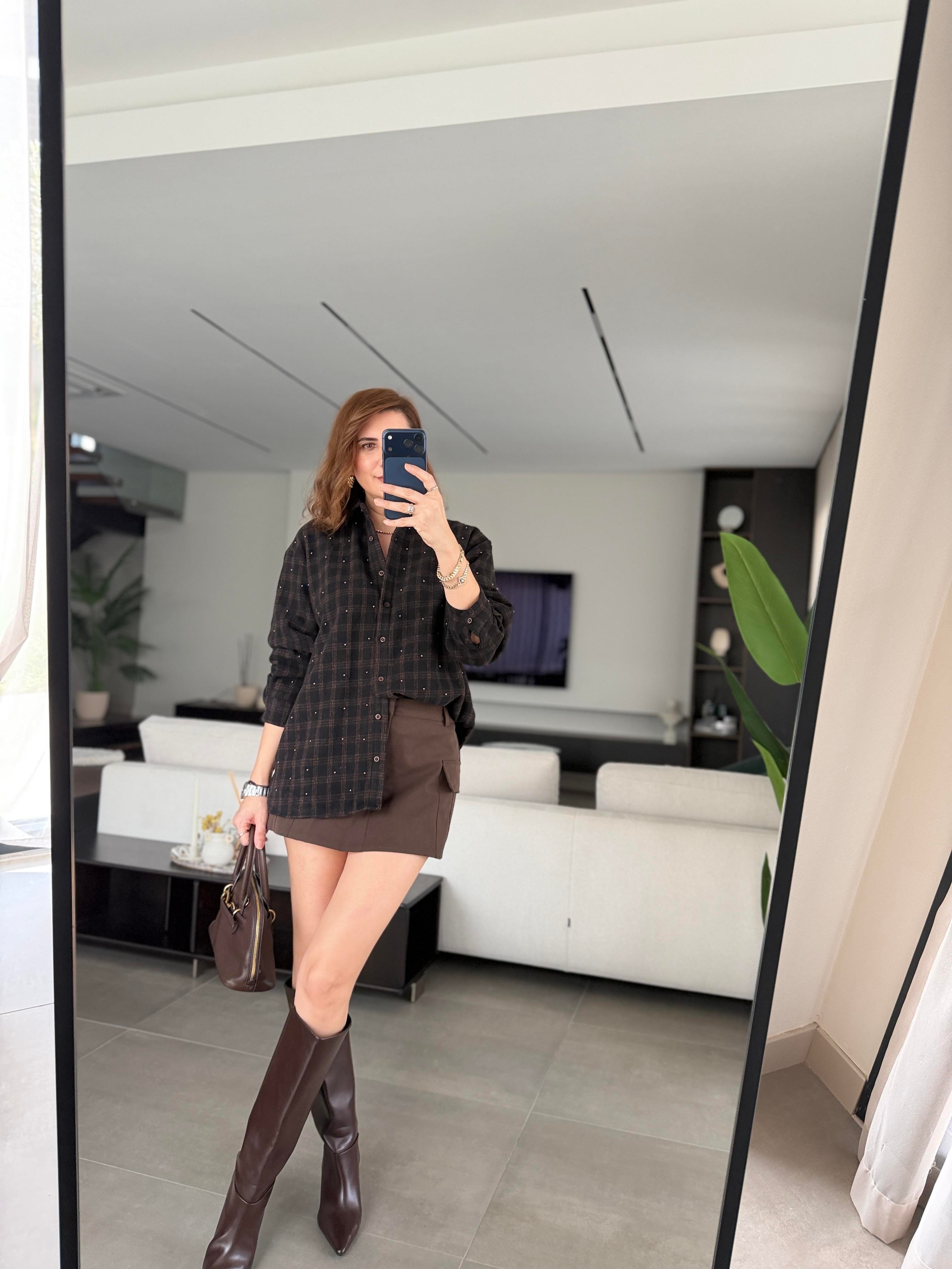 Boncuklu Ekose Gömlek