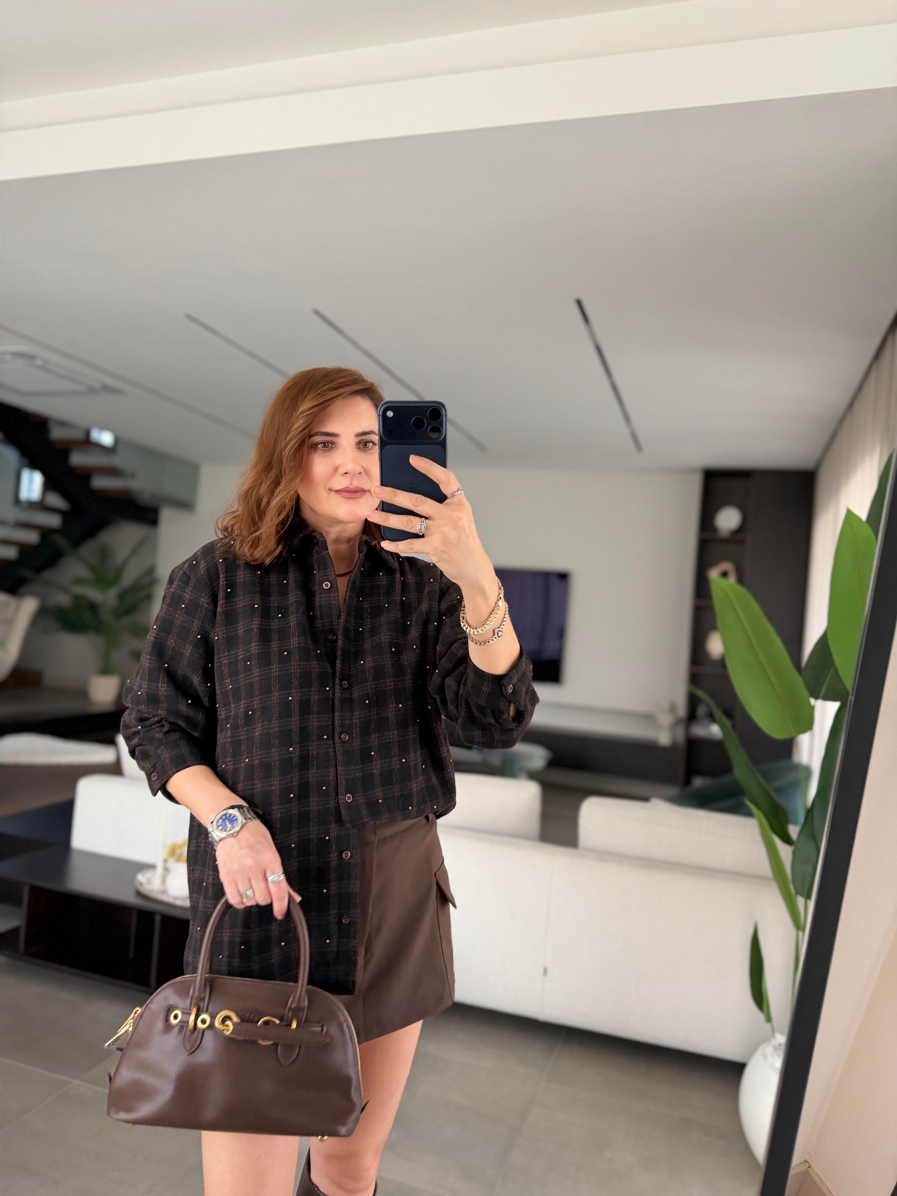 Boncuklu Ekose Gömlek