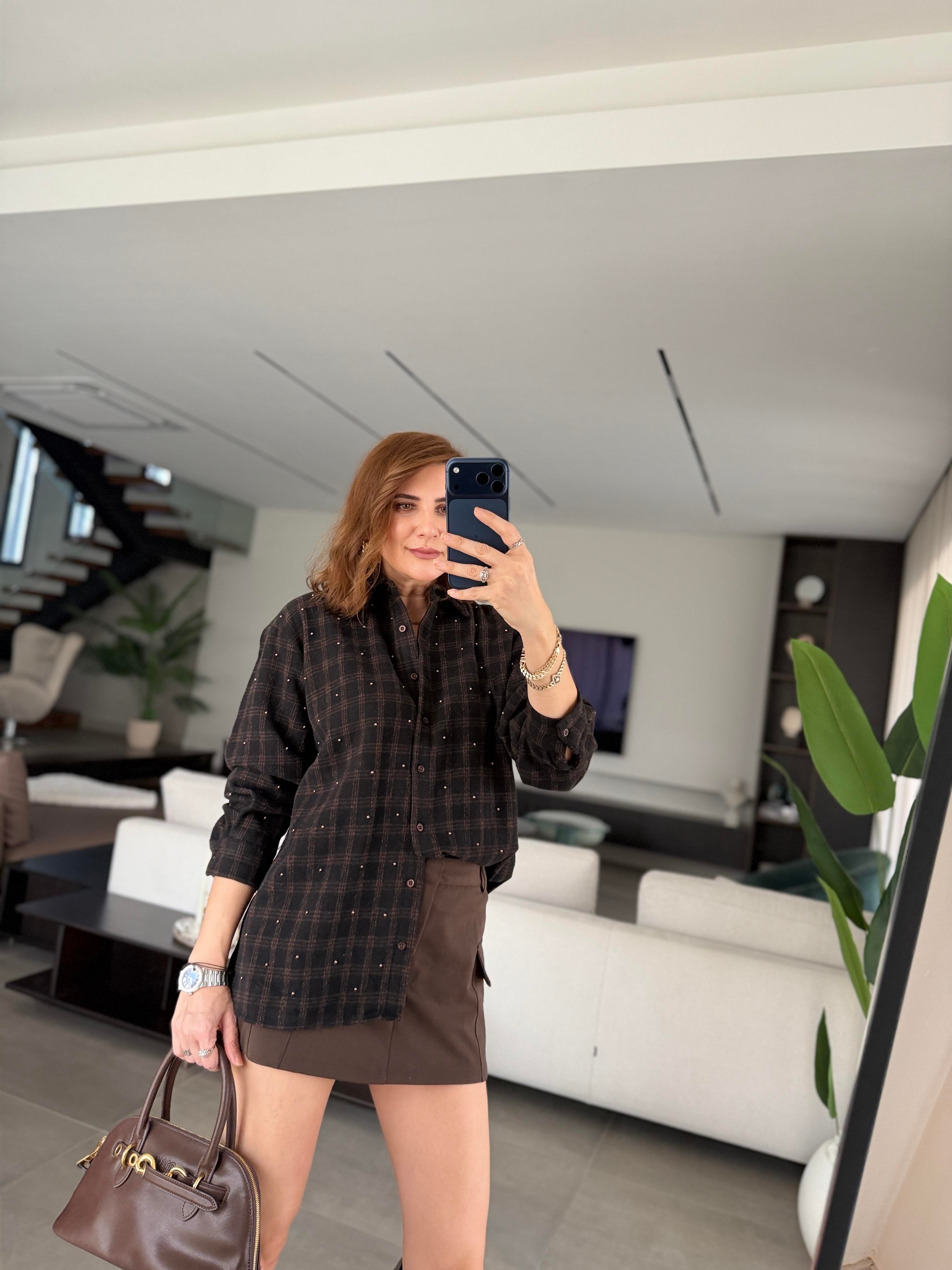 Boncuklu Ekose Gömlek