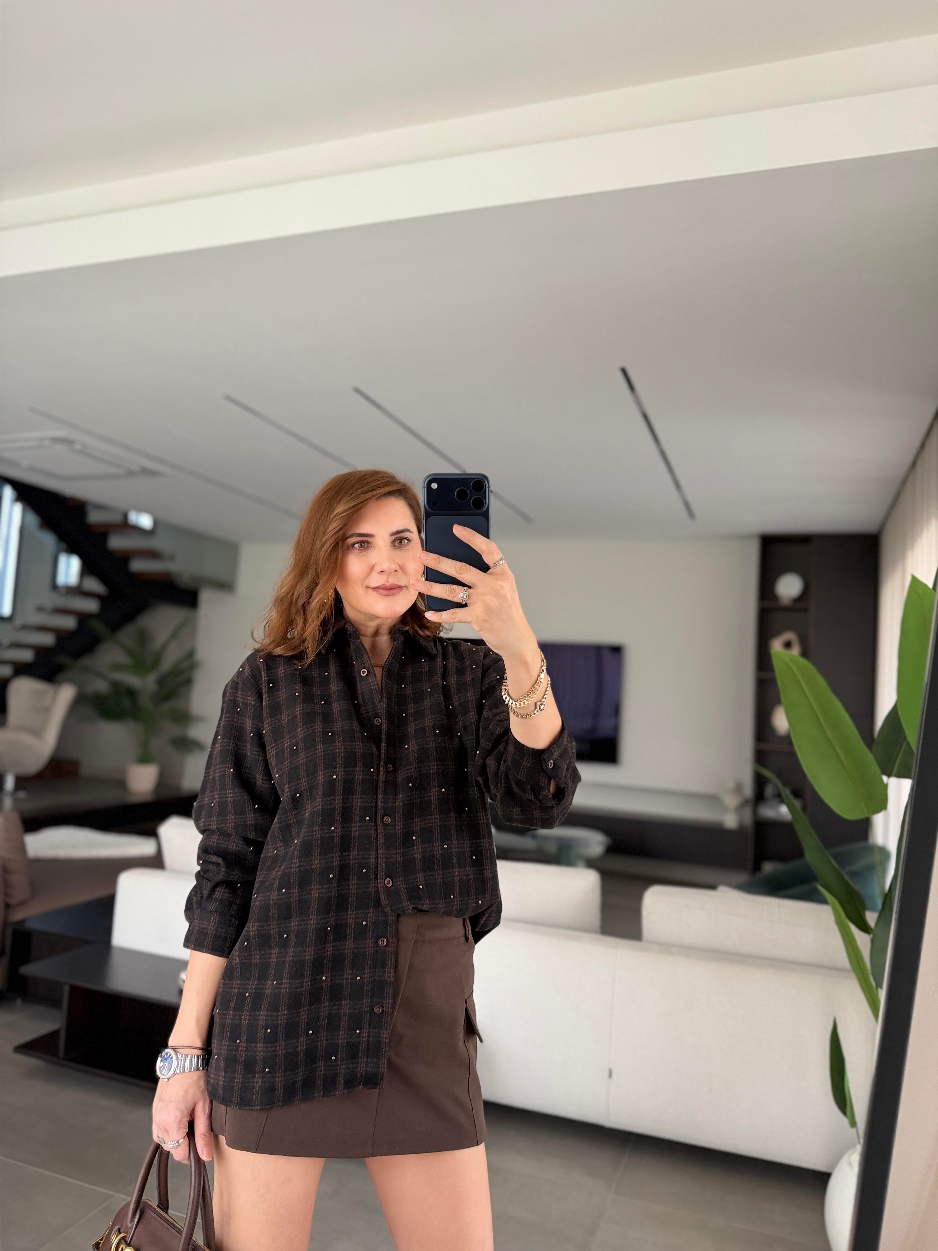 Boncuklu Ekose Gömlek