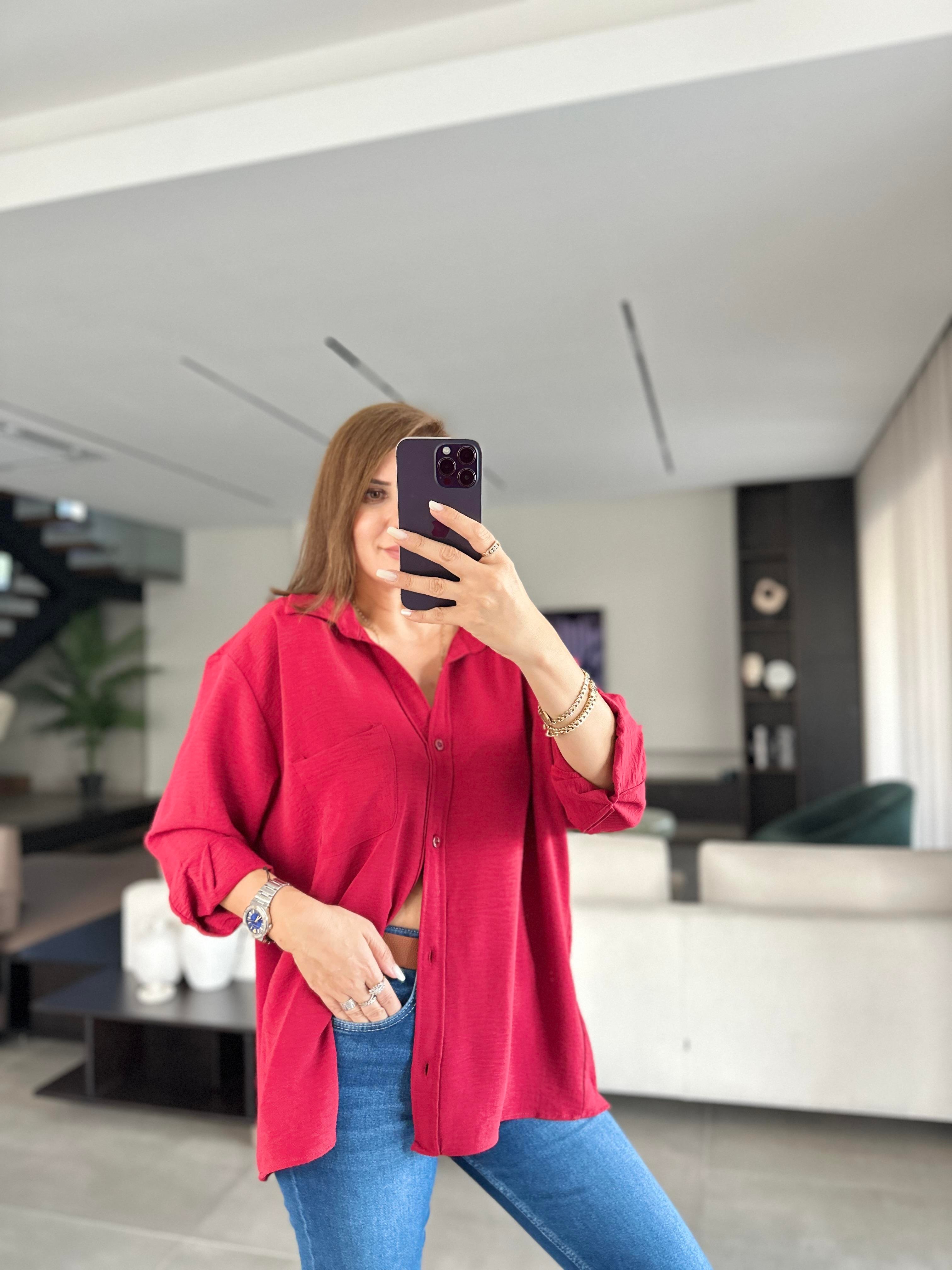 Bordo Ayrobin Salaş Gömlek