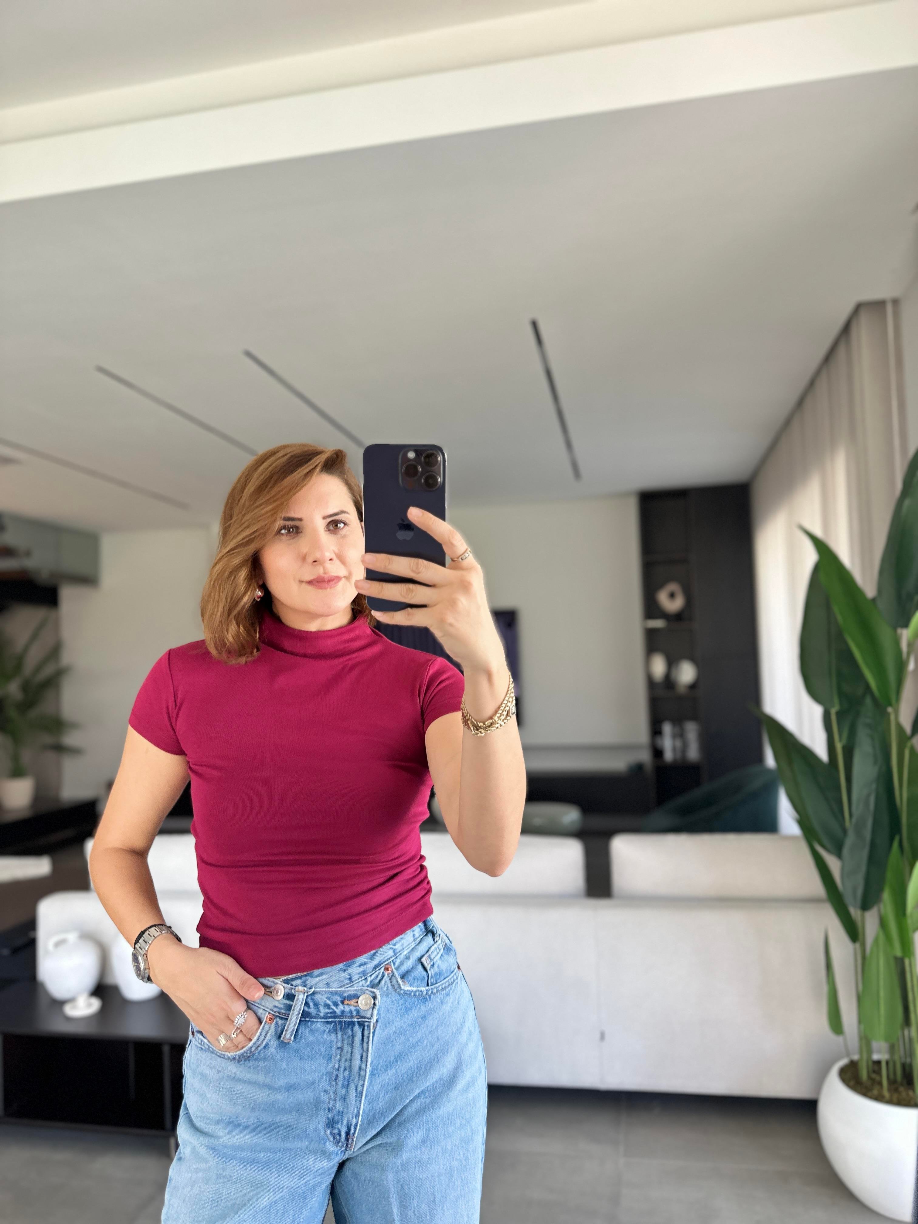 Bordo Bebe Kol Basic T-shirt