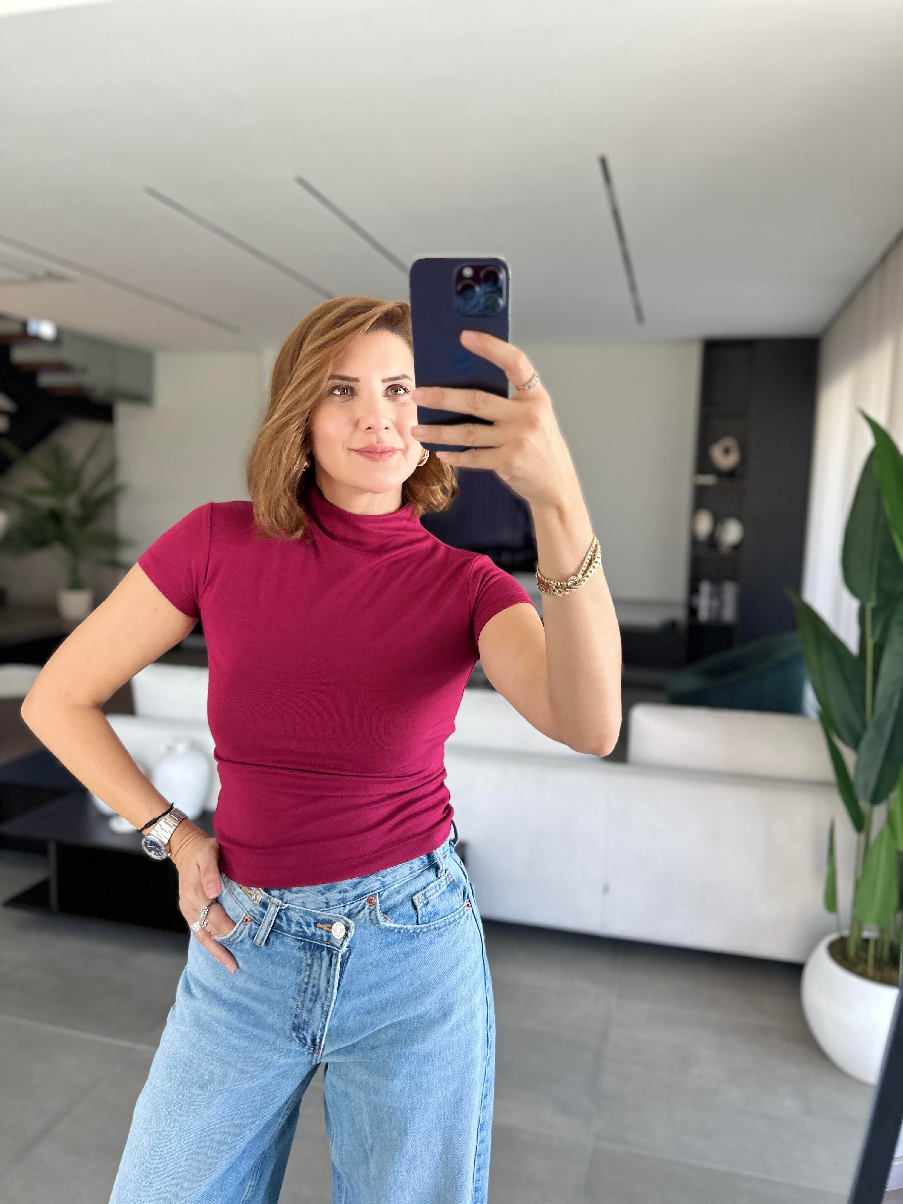 Bordo Bebe Kol Basic T-shirt