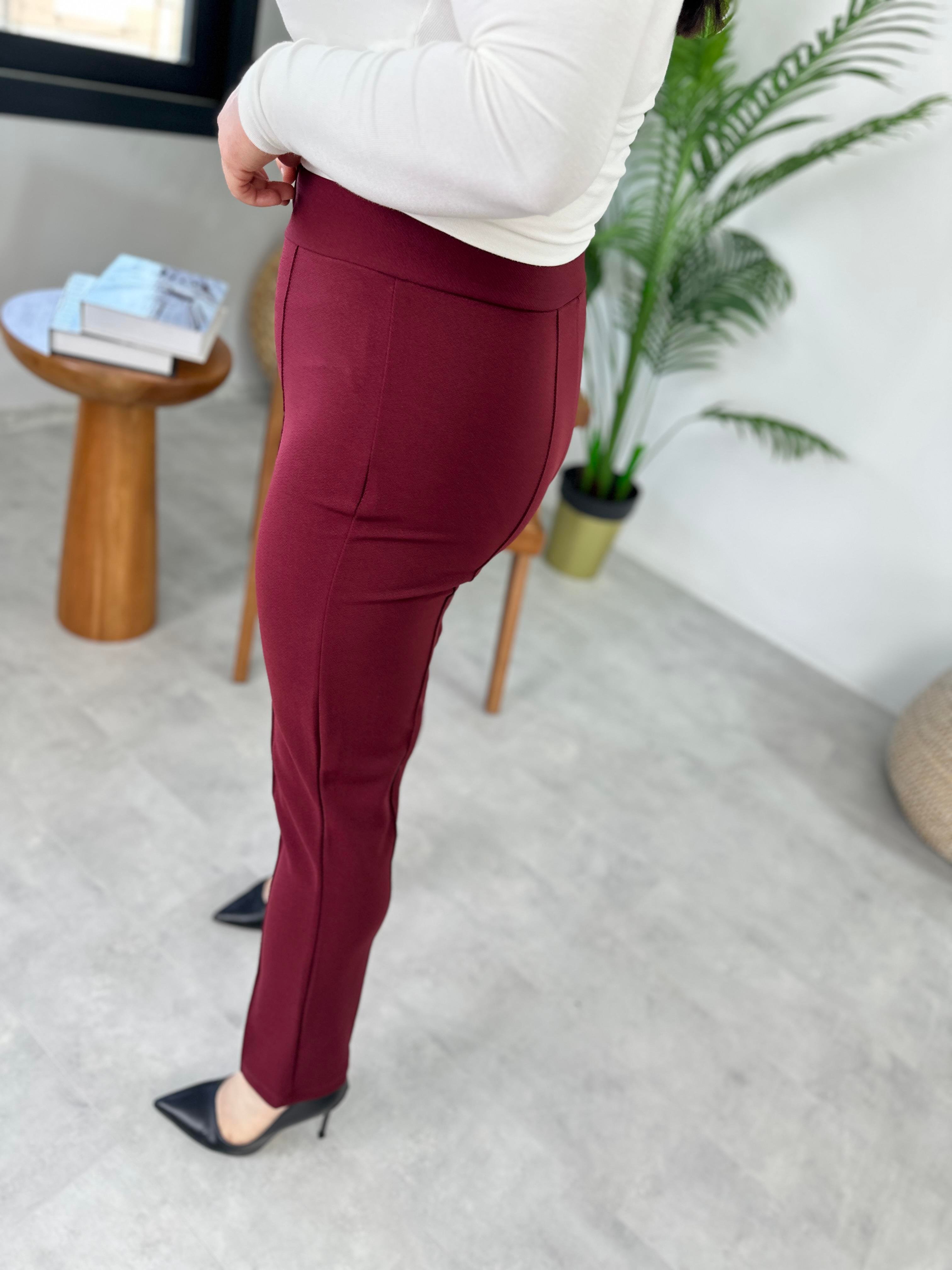 Bordo Çimalı Dar Paça Pantolon