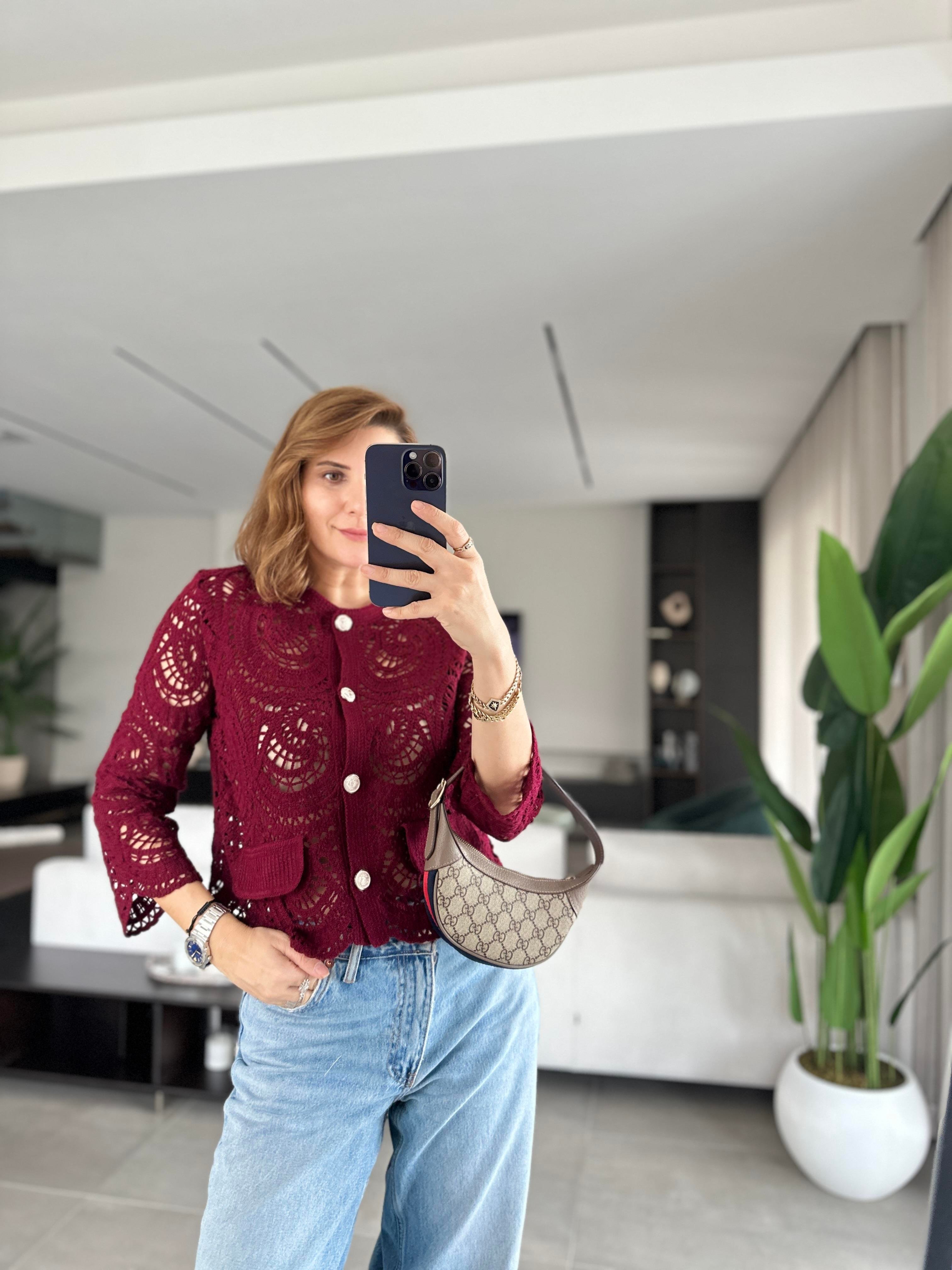 Bordo Dantel Ceket