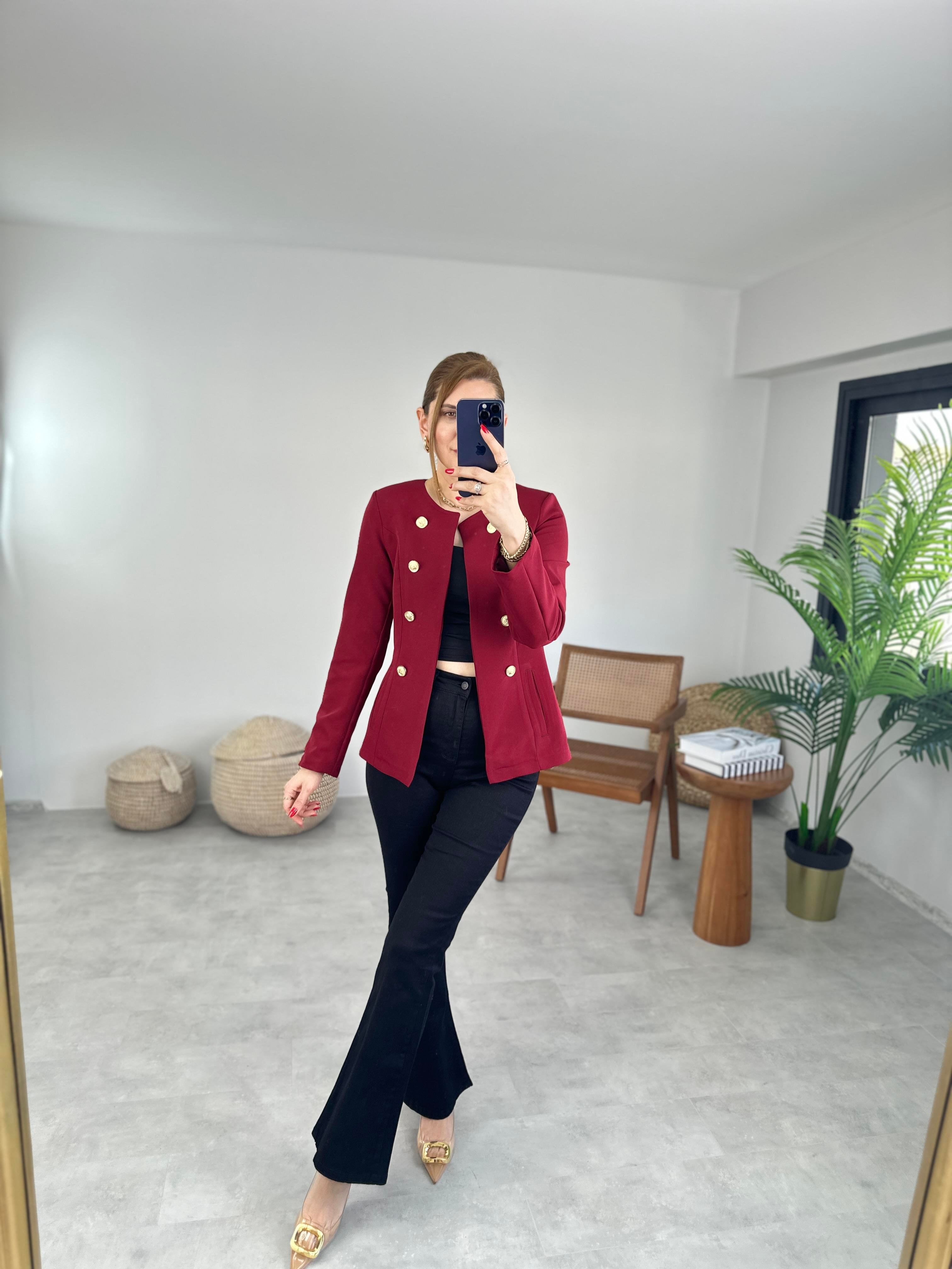 Bordo Denizci Ceket