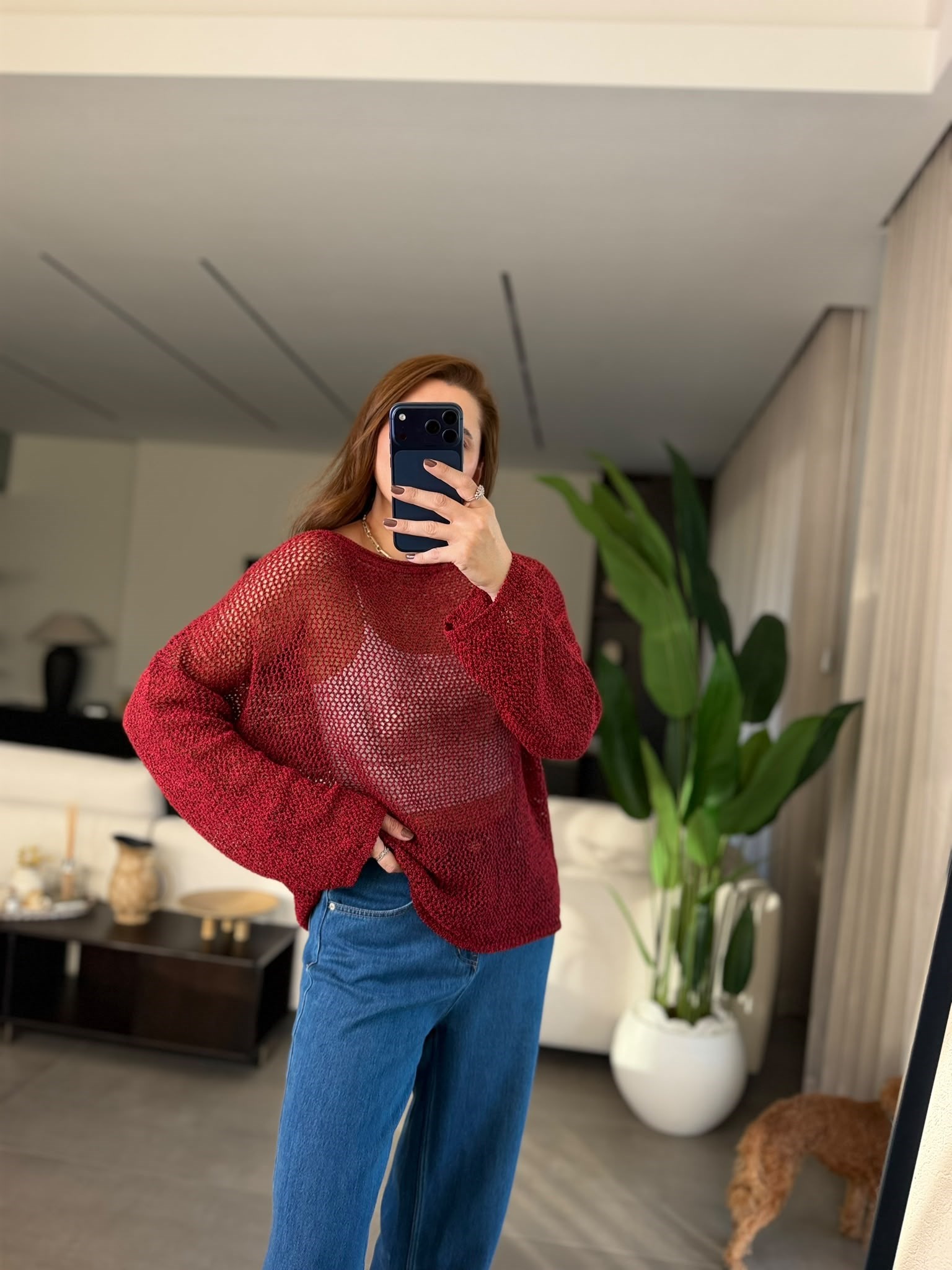 Bordo Geniş Yaka Merserize