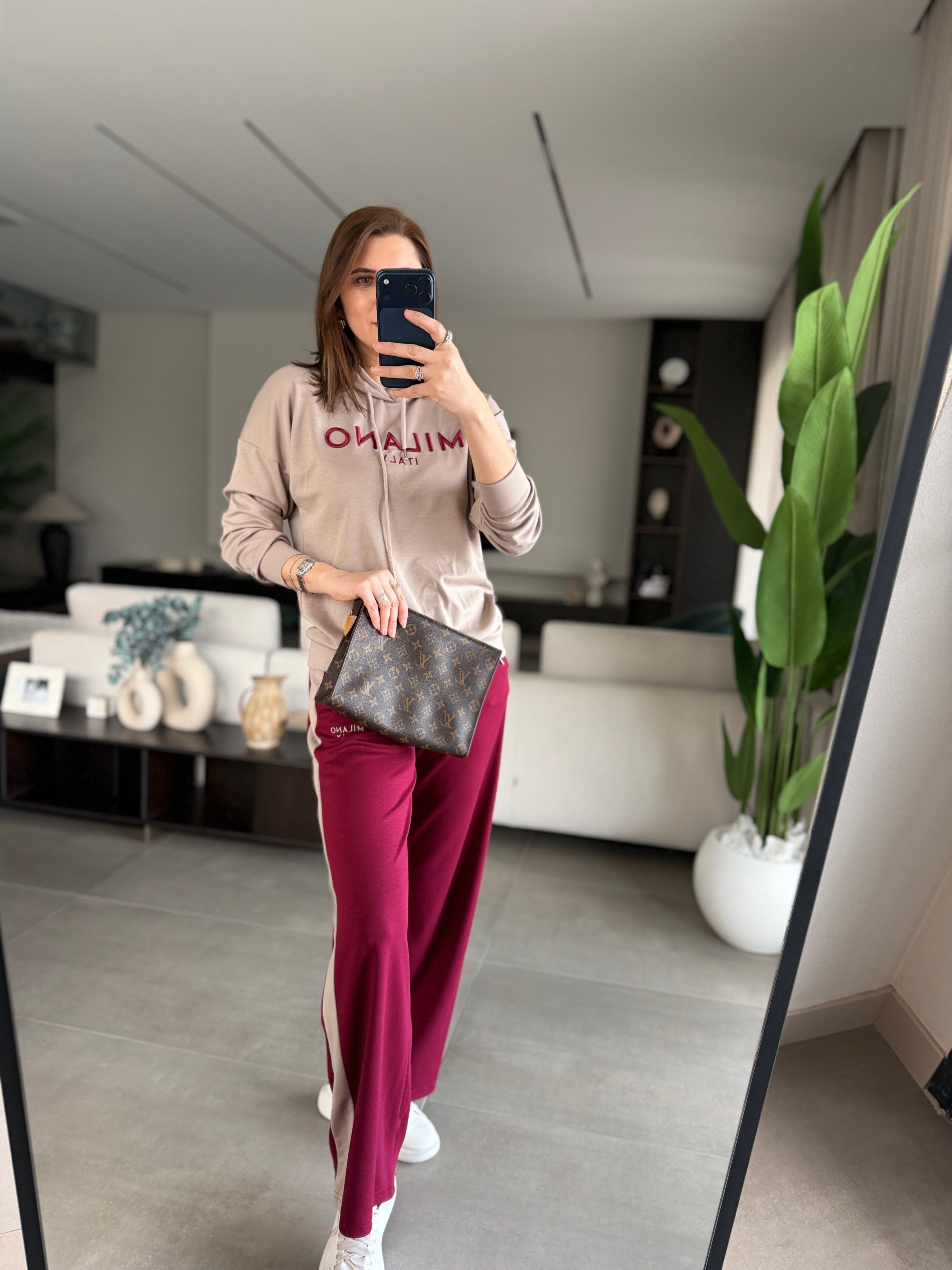 Bordo Kapşonlu Milano Takım