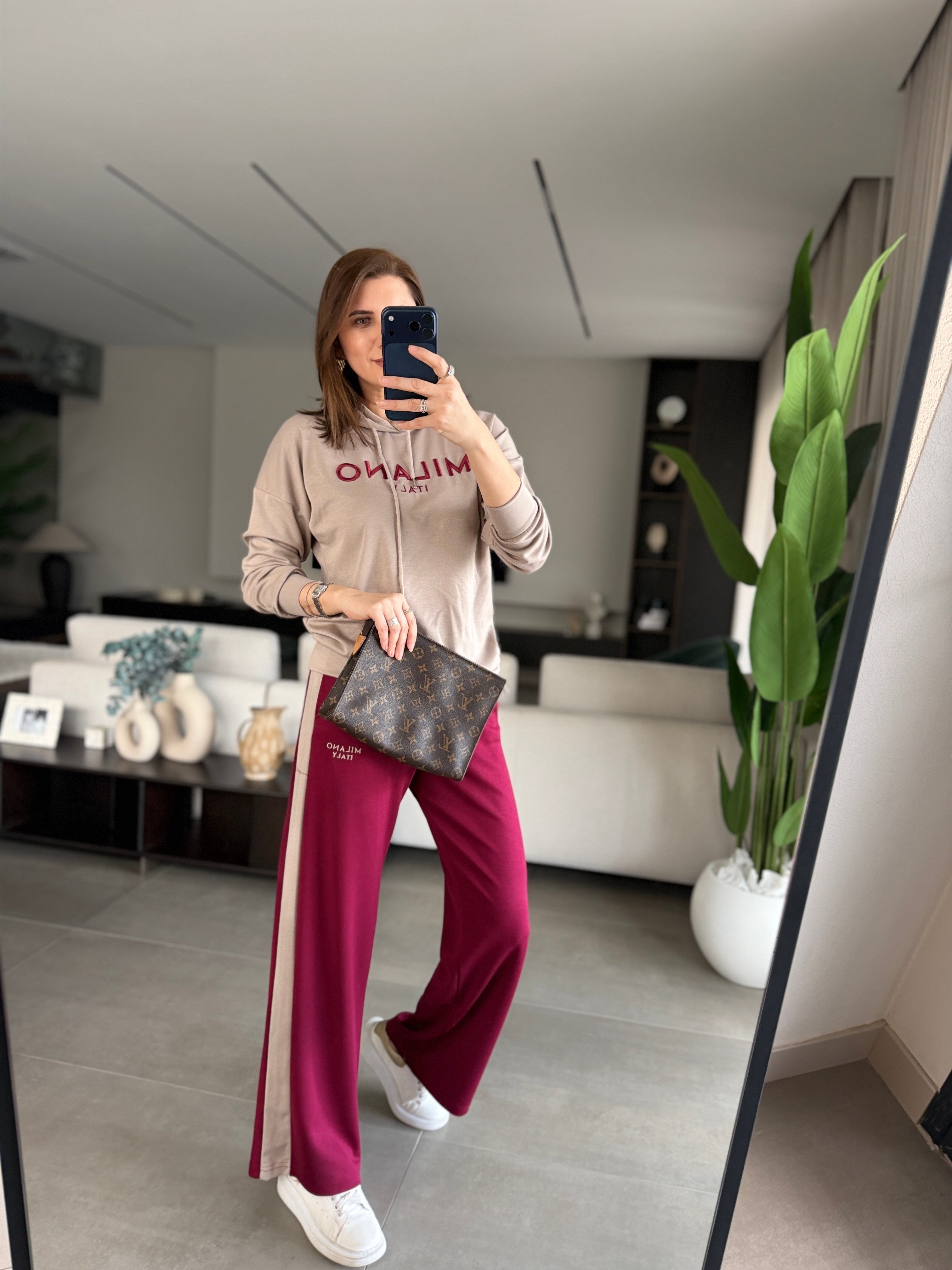 Bordo Kapşonlu Milano Takım