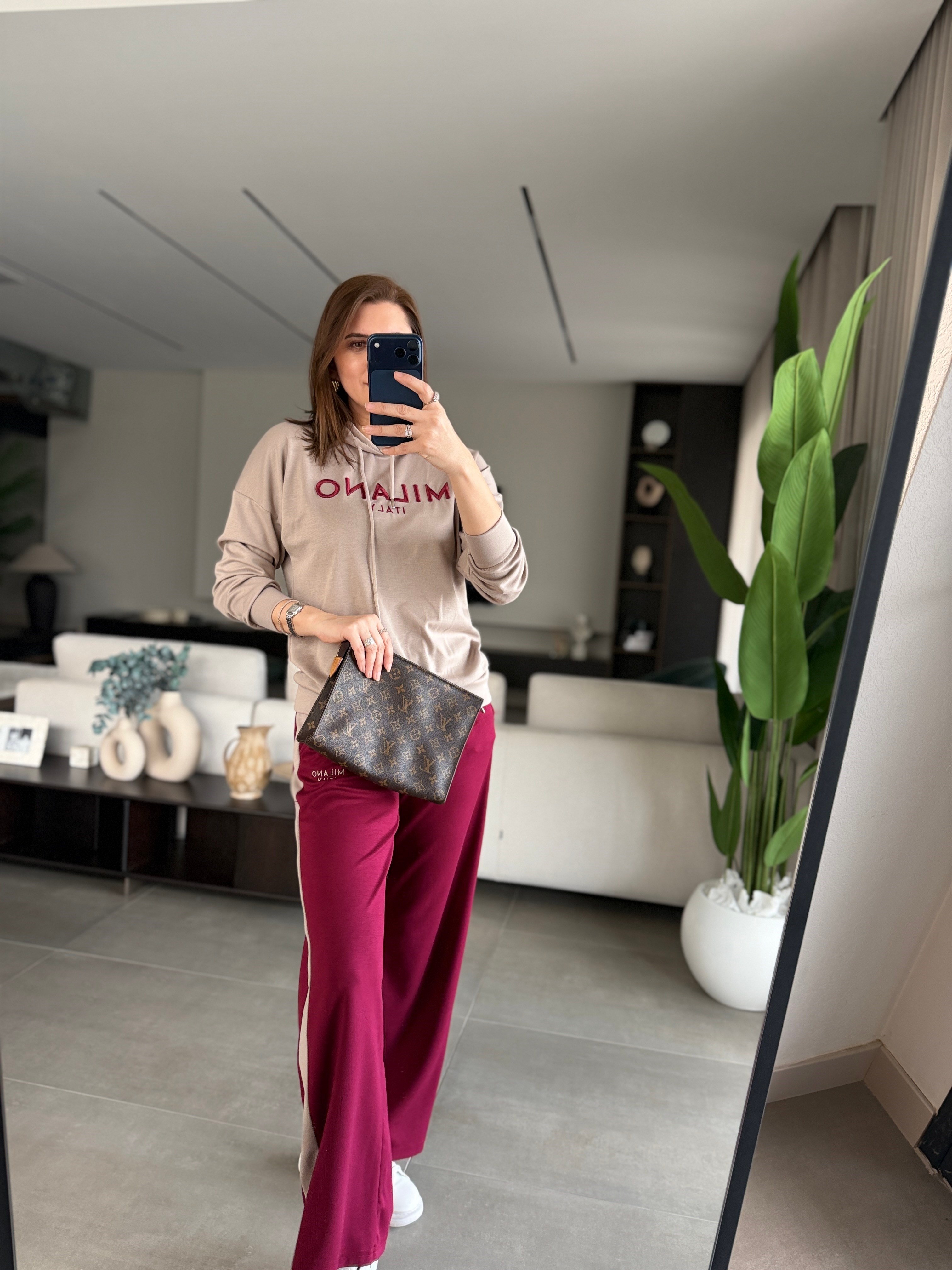 Bordo Kapşonlu Milano Takım