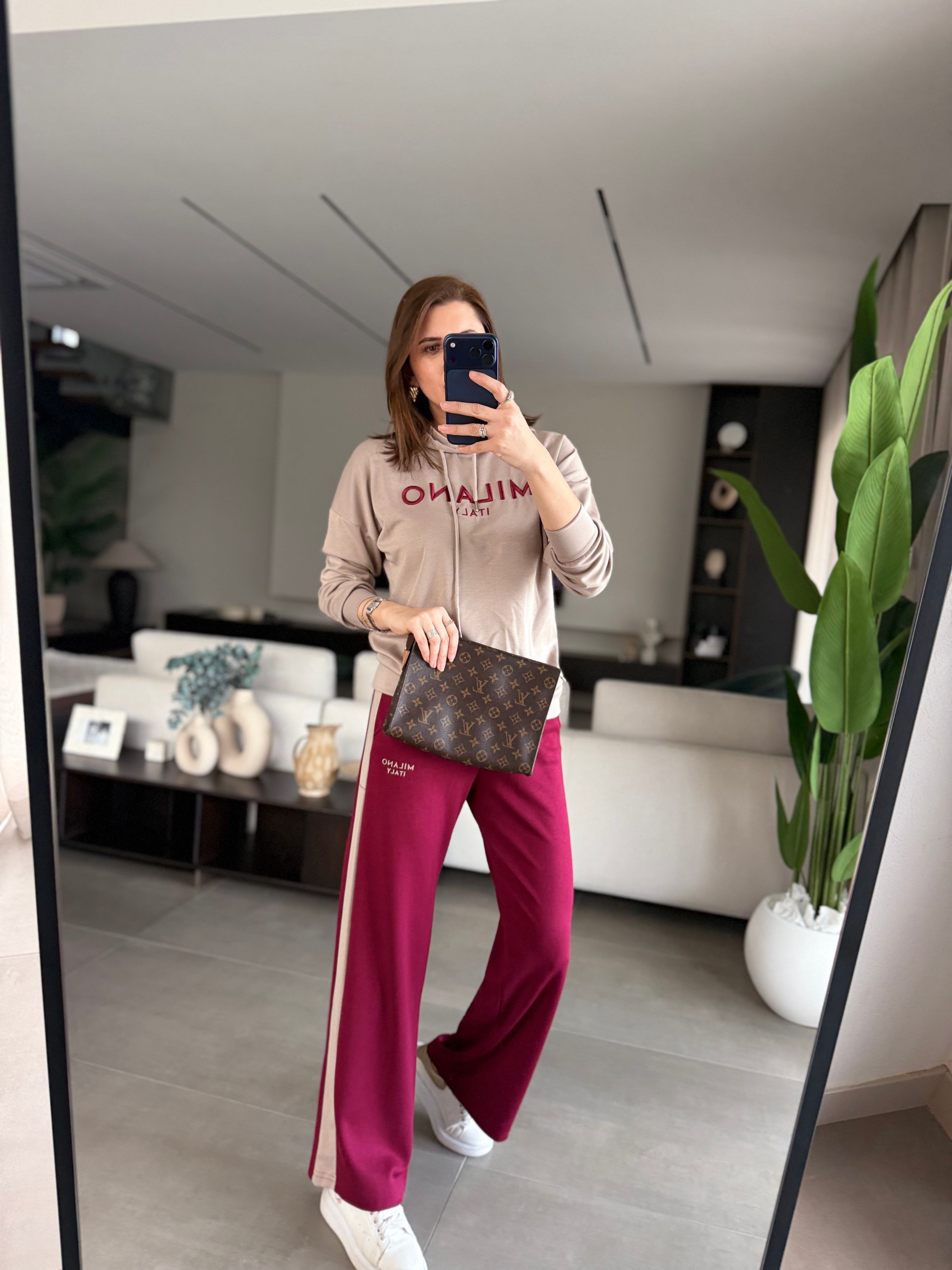 Bordo Kapşonlu Milano Takım