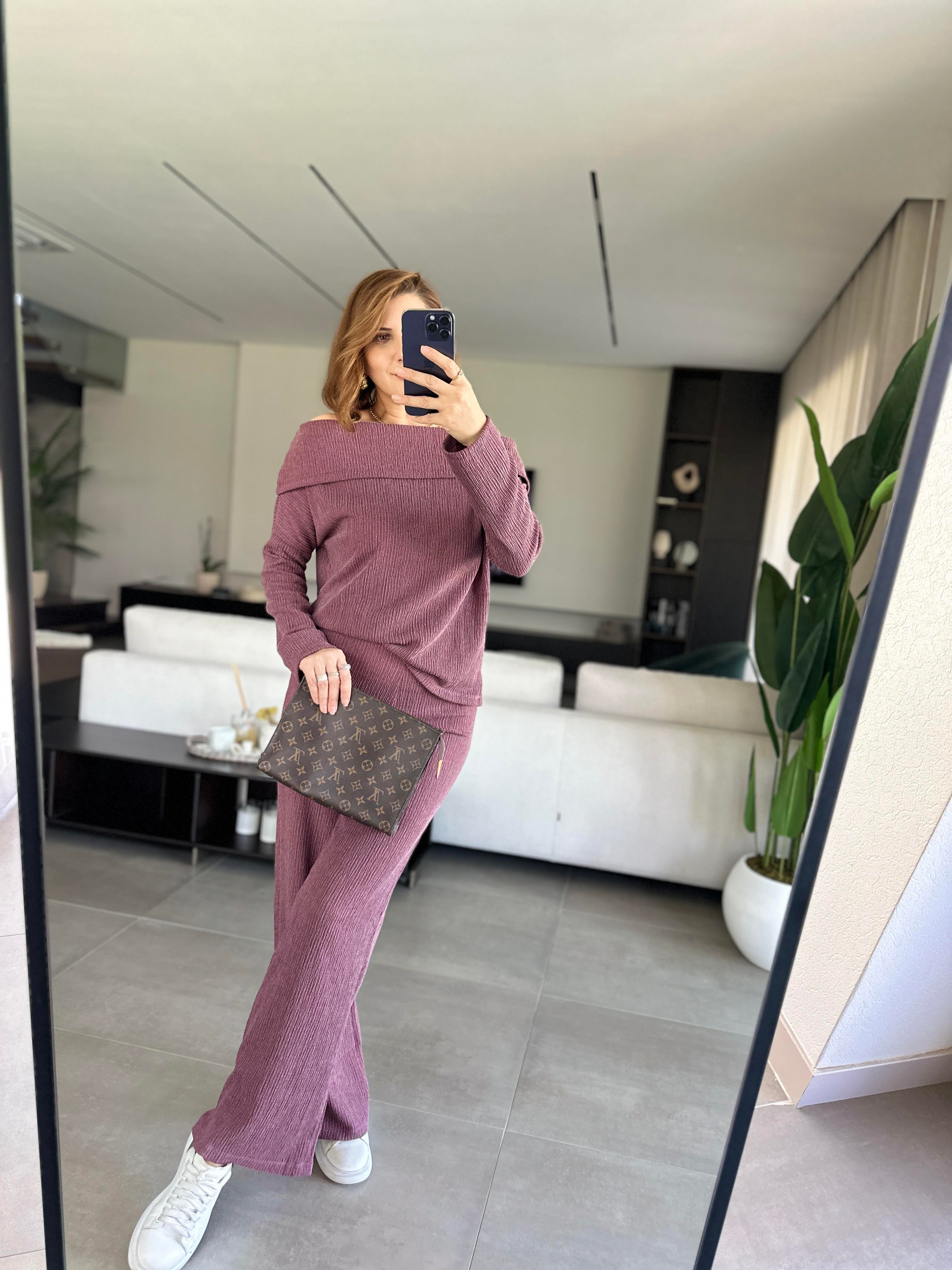 Bordo Krinkıl Madonna Yaka Takım