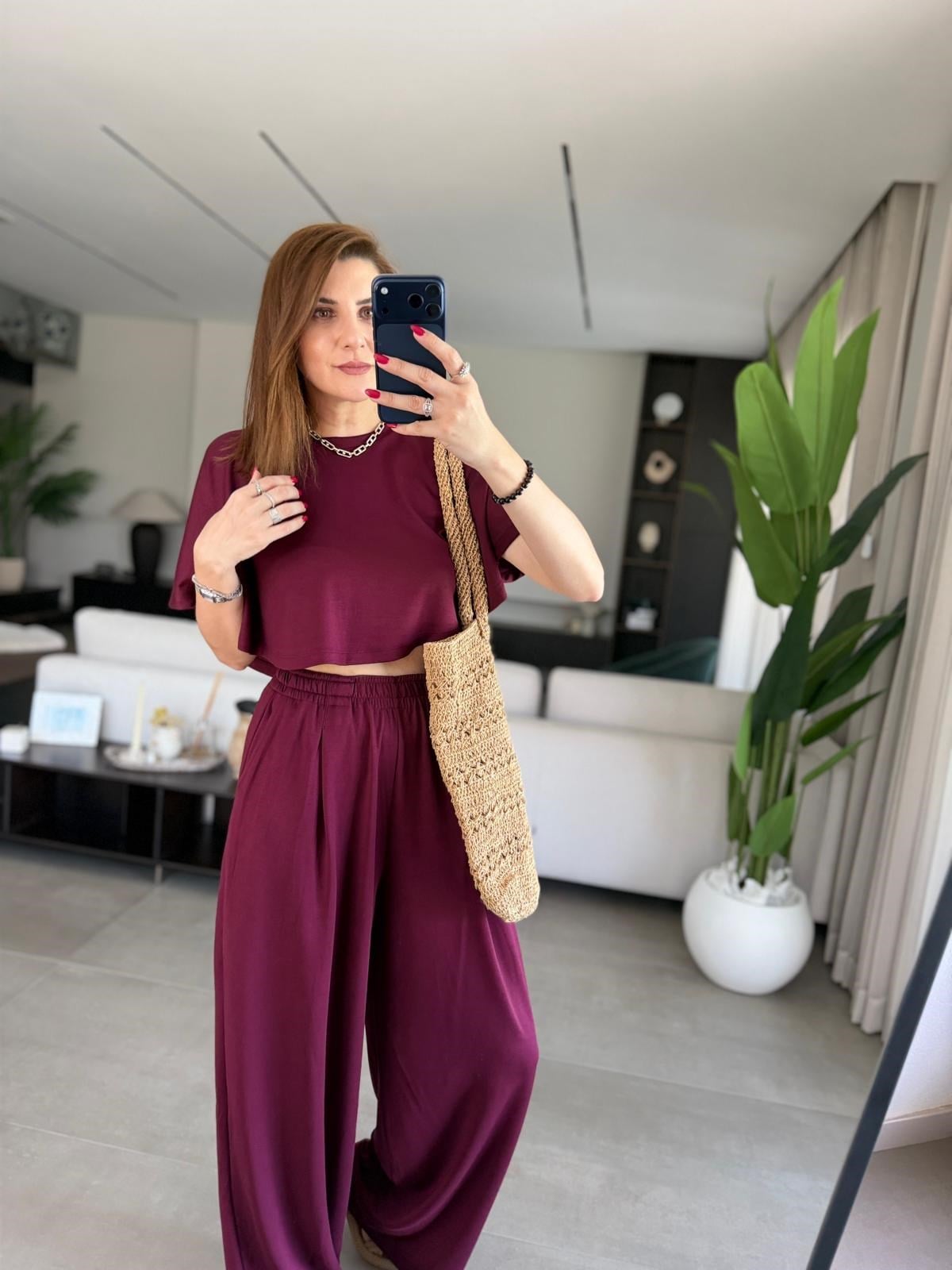 Bordo Modal Pelerin Takım