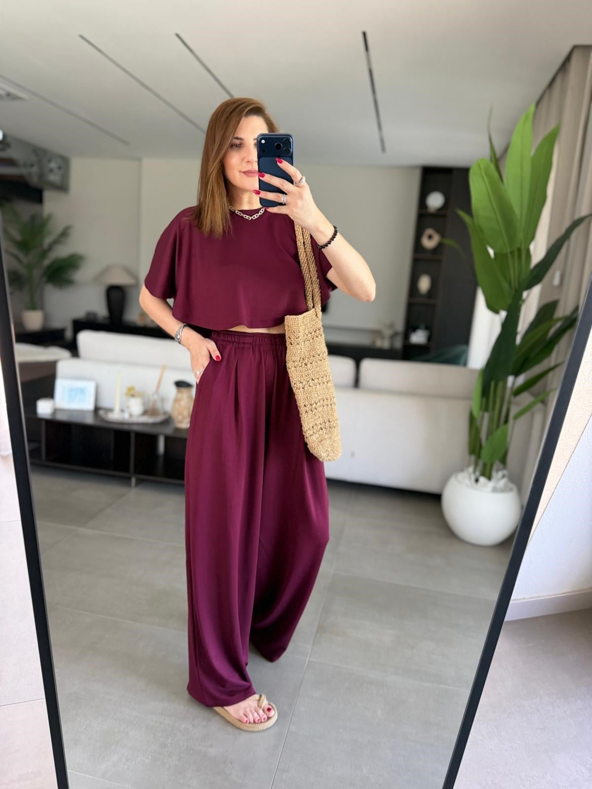 Bordo Modal Pelerin Takım