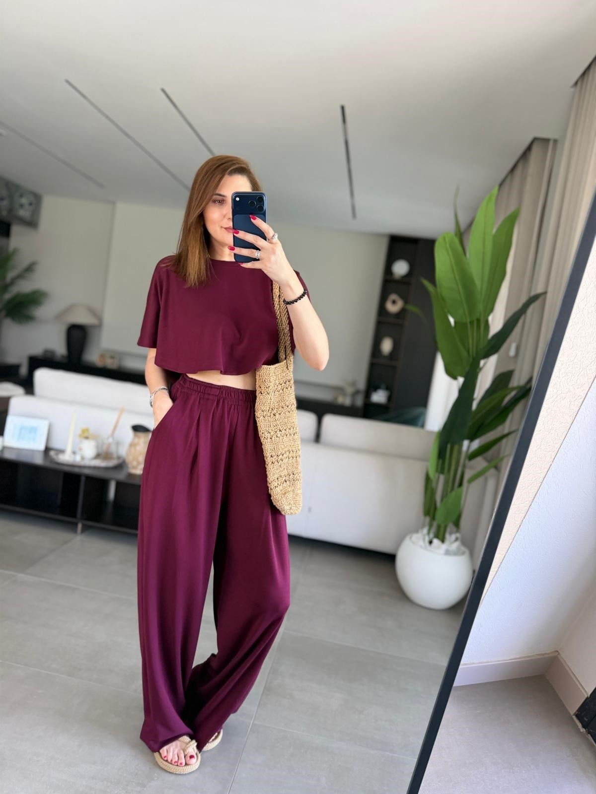 Bordo Modal Pelerin Takım