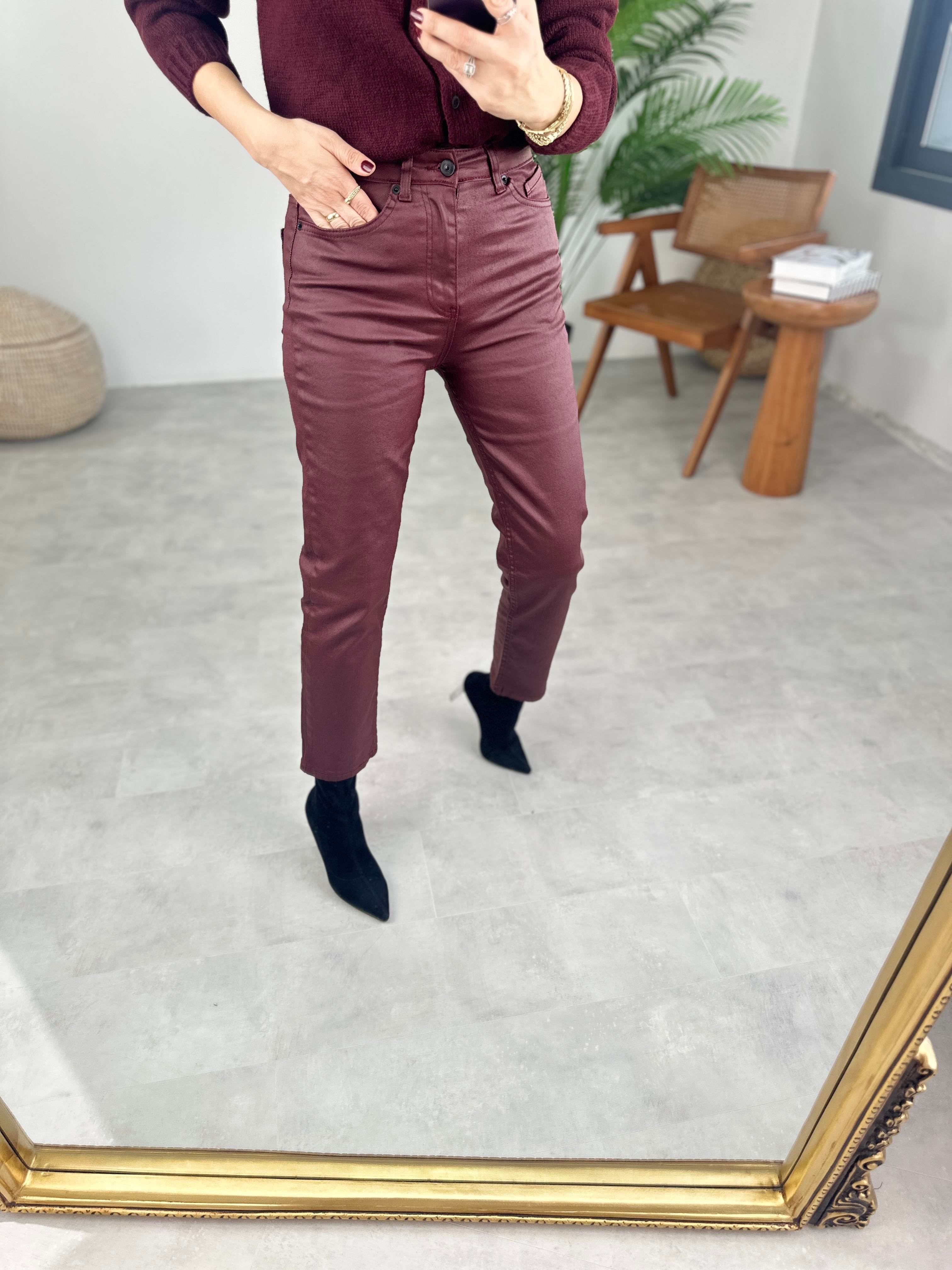 Bordo Mumlu Pantolon