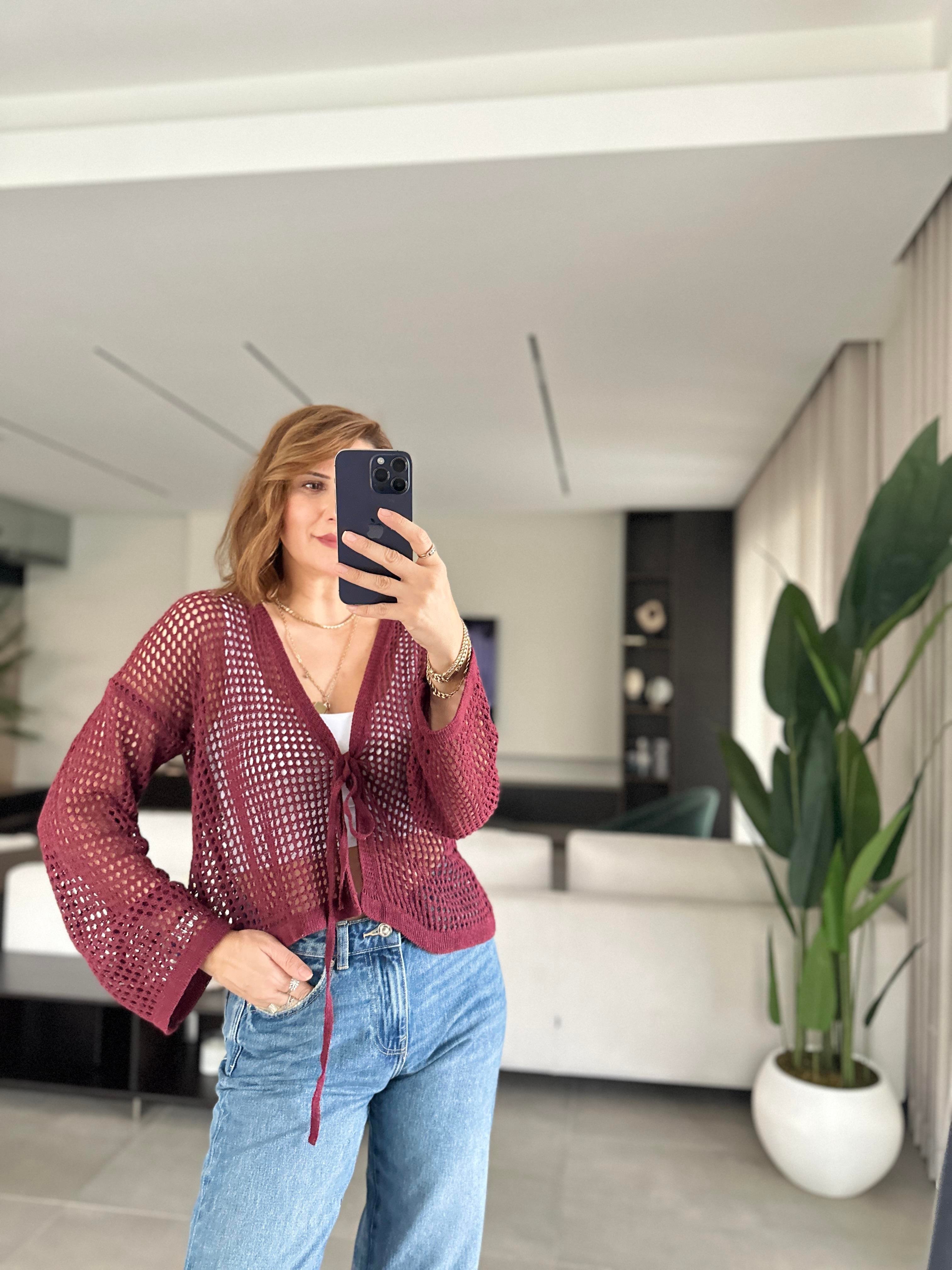 Bordo Önü Bağlamalı Triko