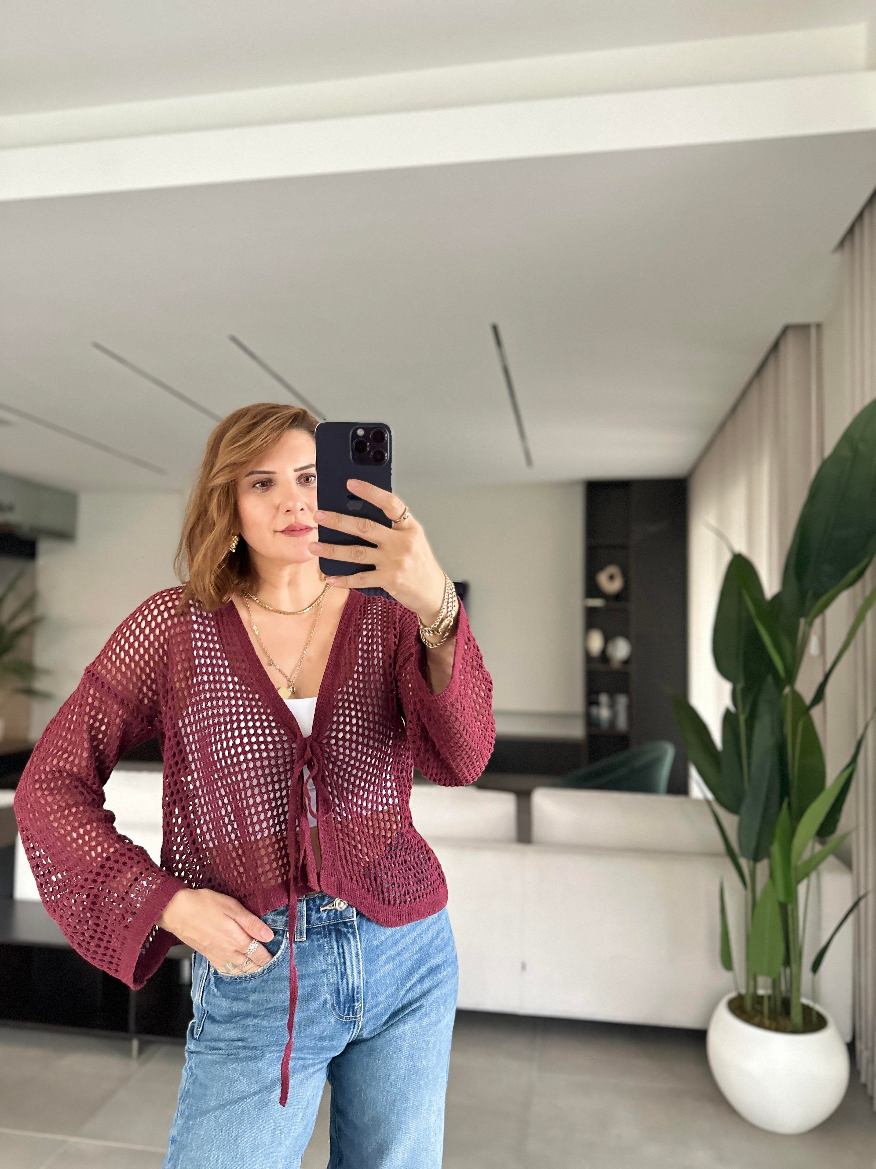 Bordo Önü Bağlamalı Triko