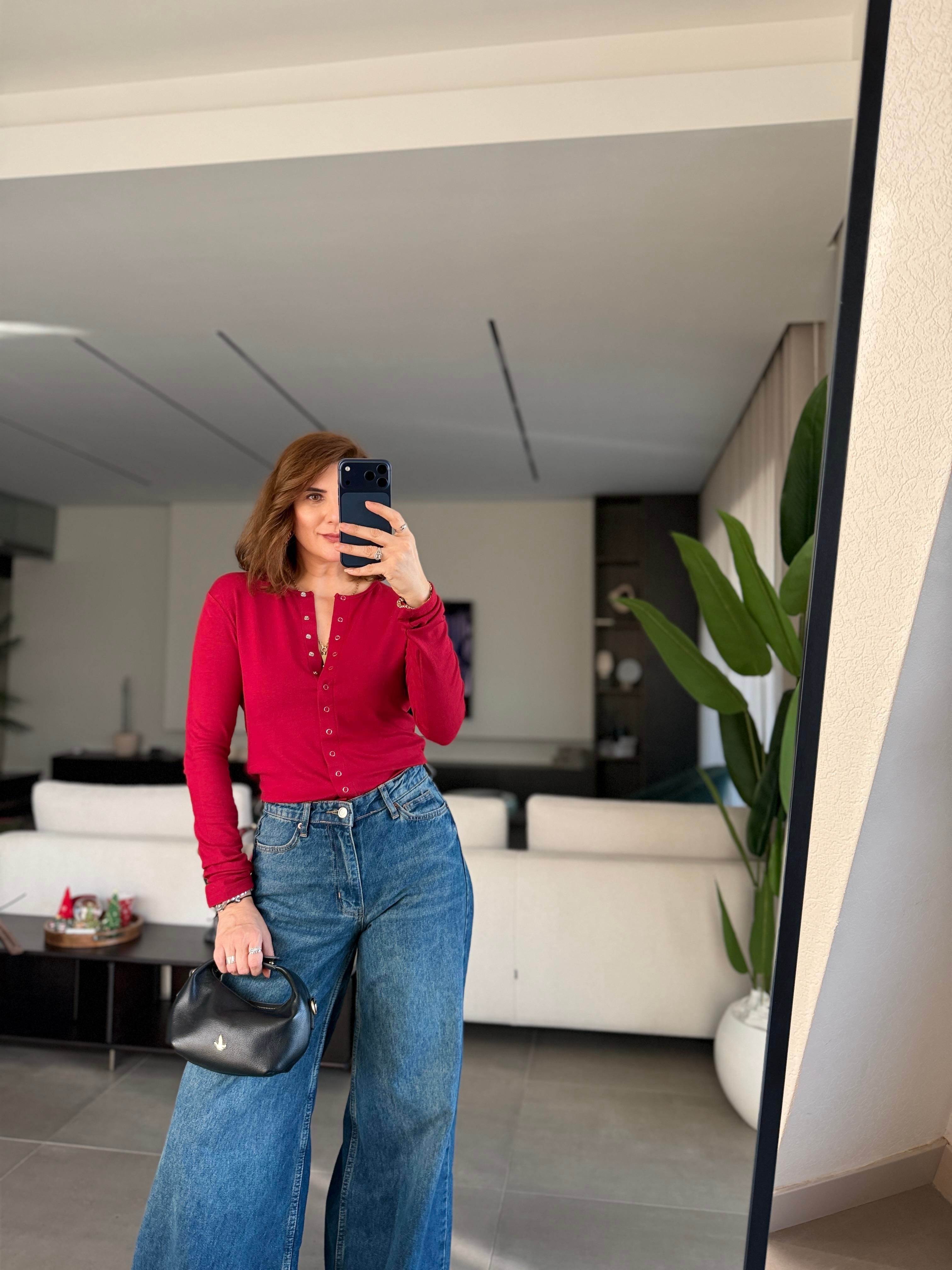 Bordo Önü Çıtçıtlı Buzzy Bluz
